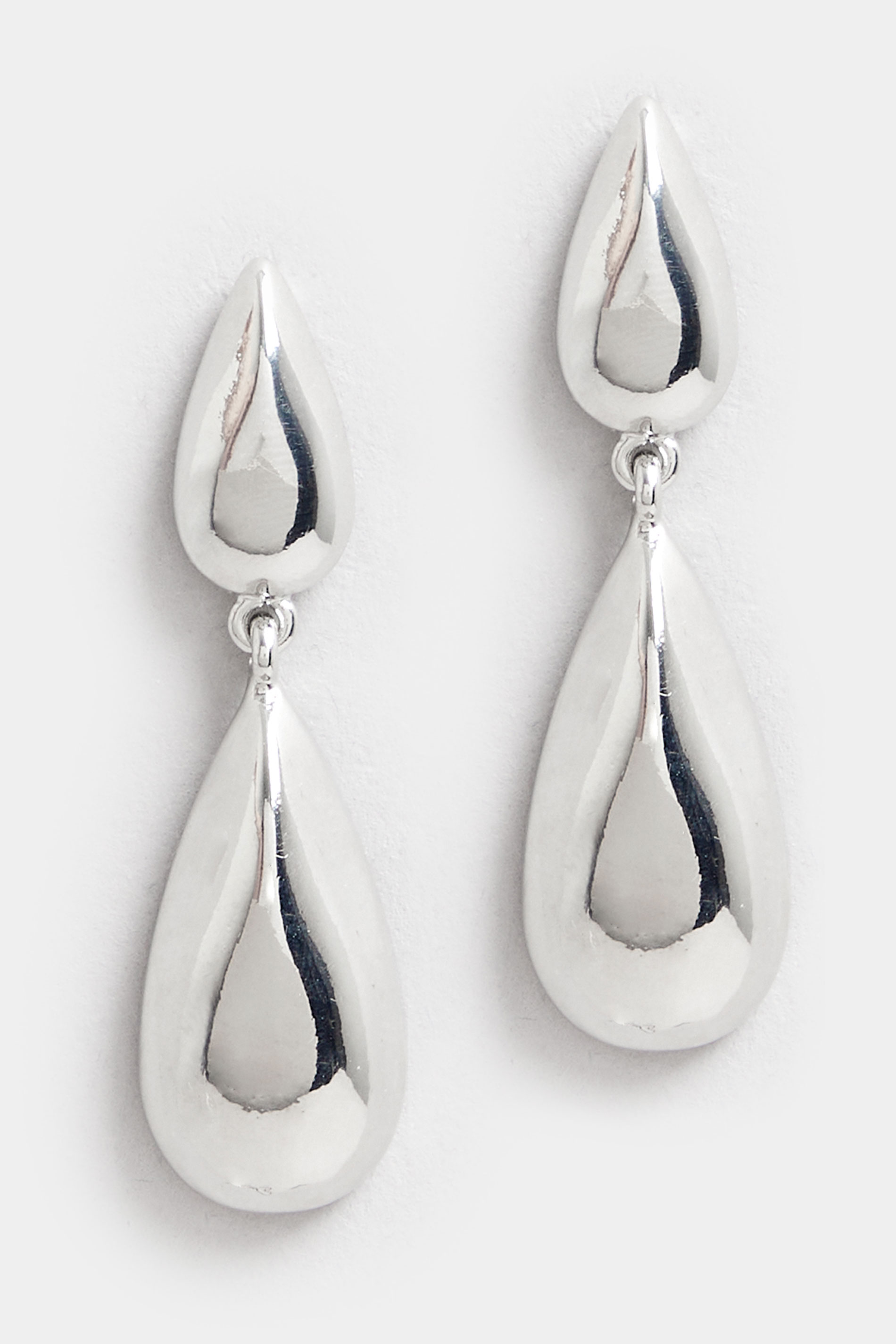 Silver Double Teardrop Earrings | Yours Clothing 3