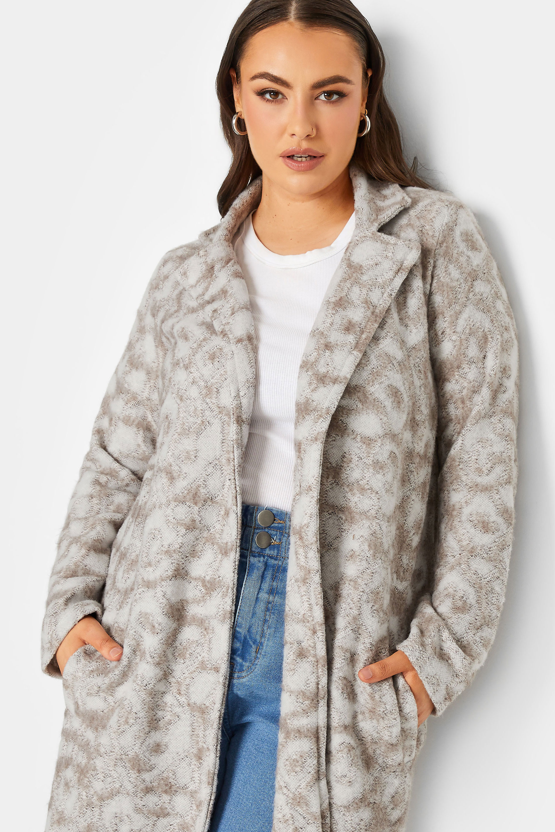 YOURS LUXURY Plus Size Beige Brown Animal Print Faux Fur Jacket | Yours Clothing 2