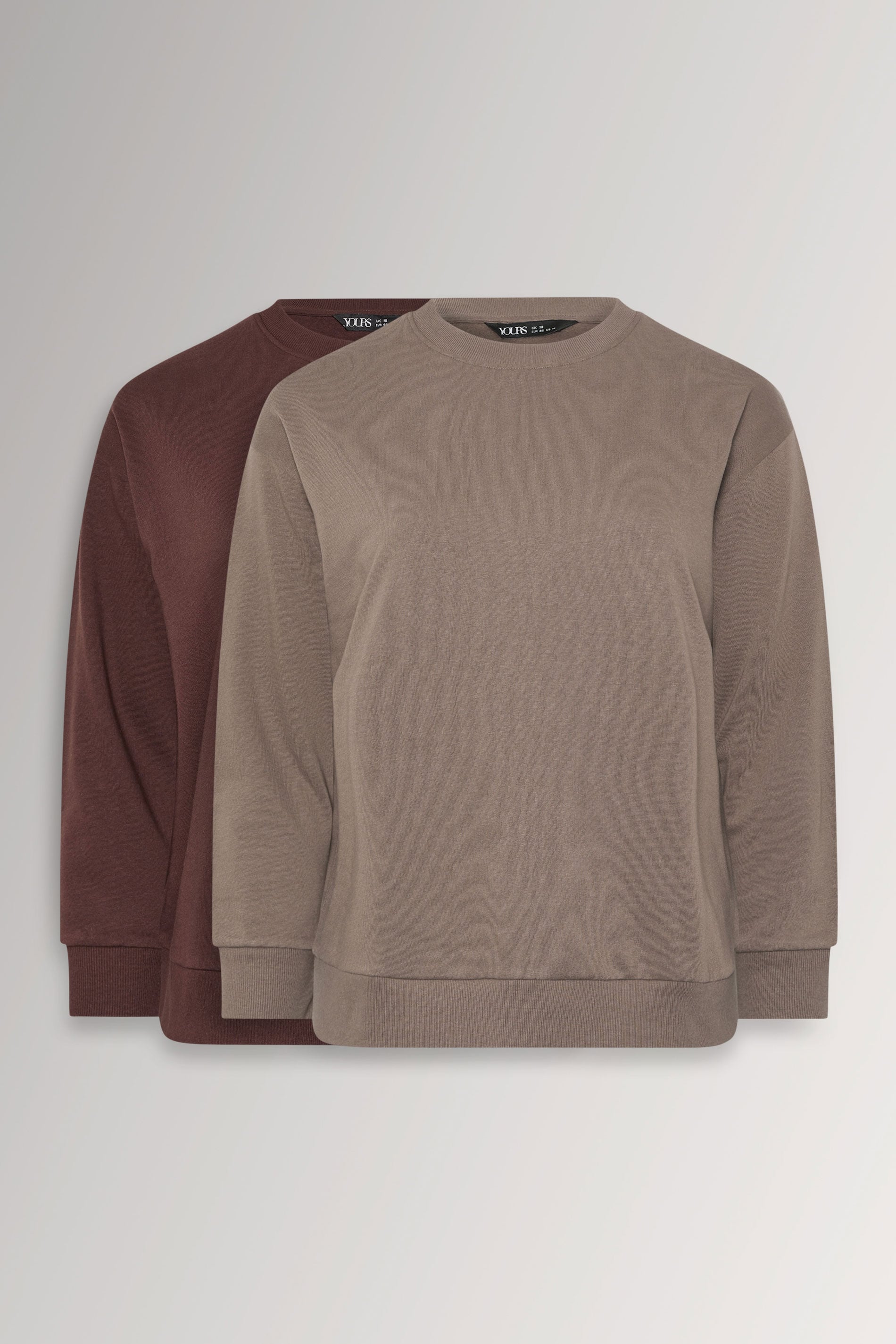 YOURSET Plus Size 2 PACK Chocolate Brown & Mocha Brown Sweatshirts | Yours Clothing 3