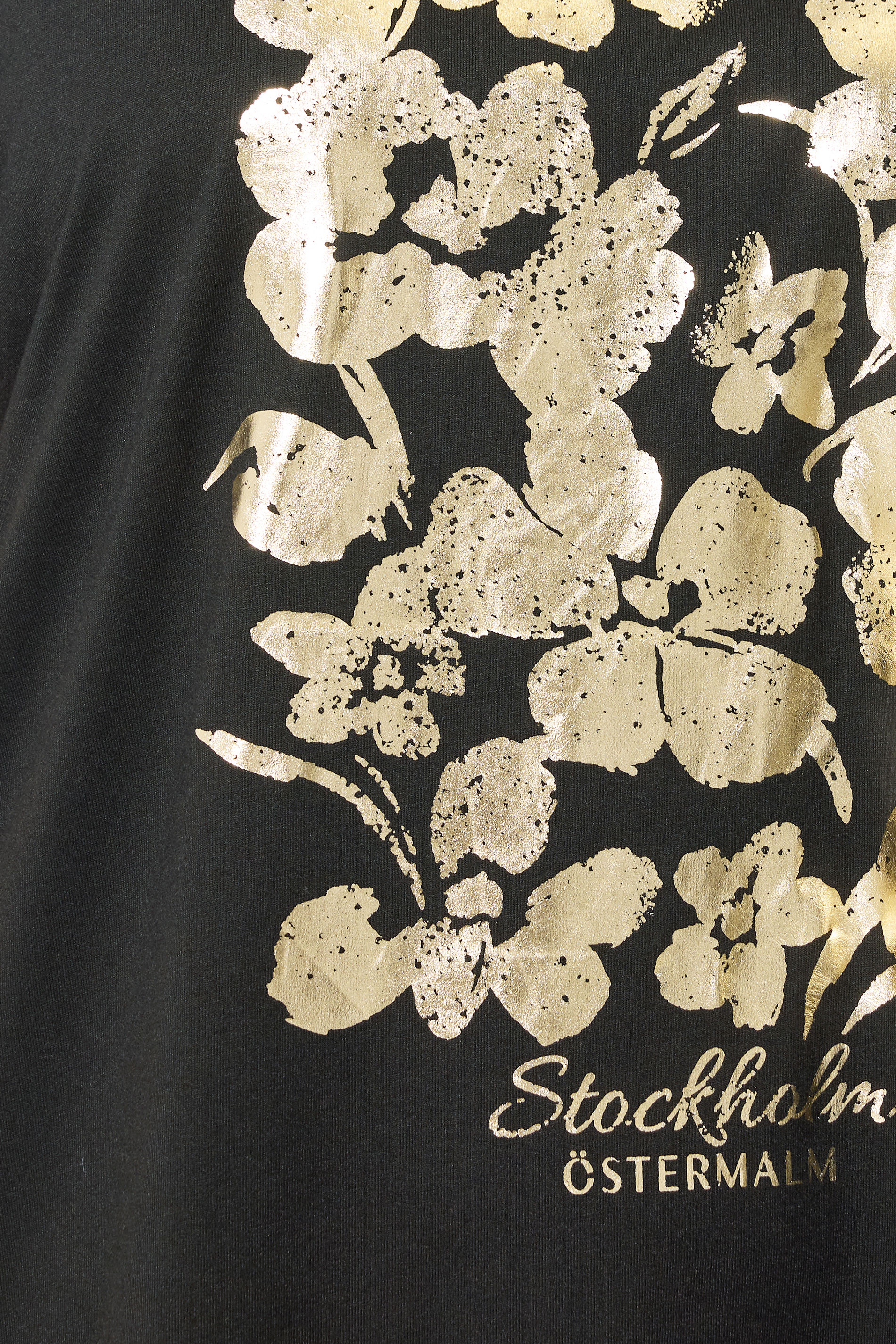 EVANS Plus Size Black & Gold Floral Foil Detail Modal Top | Evans 4