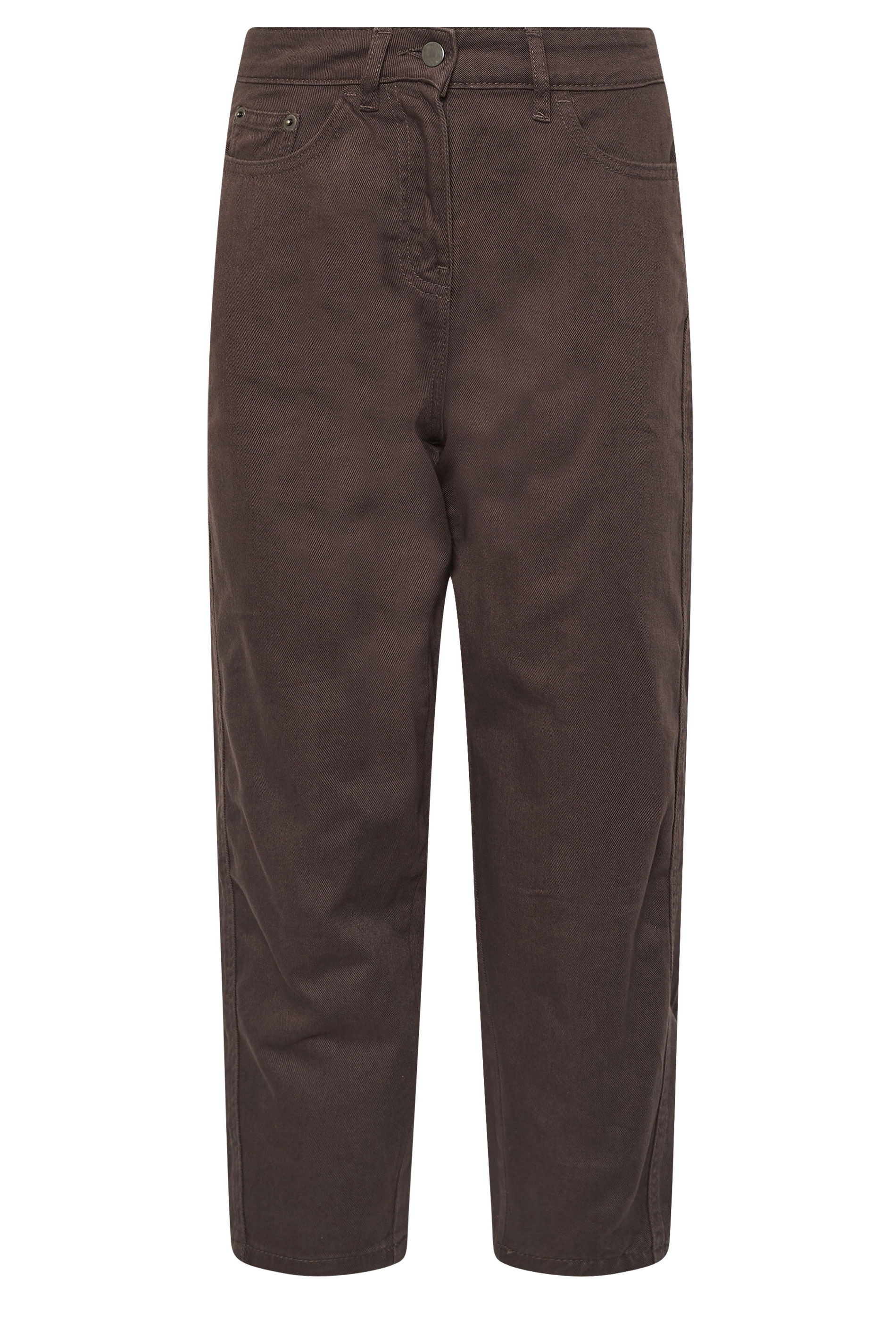 PixieGirl Petite Women's Chocolate Brown Non-Stretch Cotton Barrel Jeans | PixieGirl 6