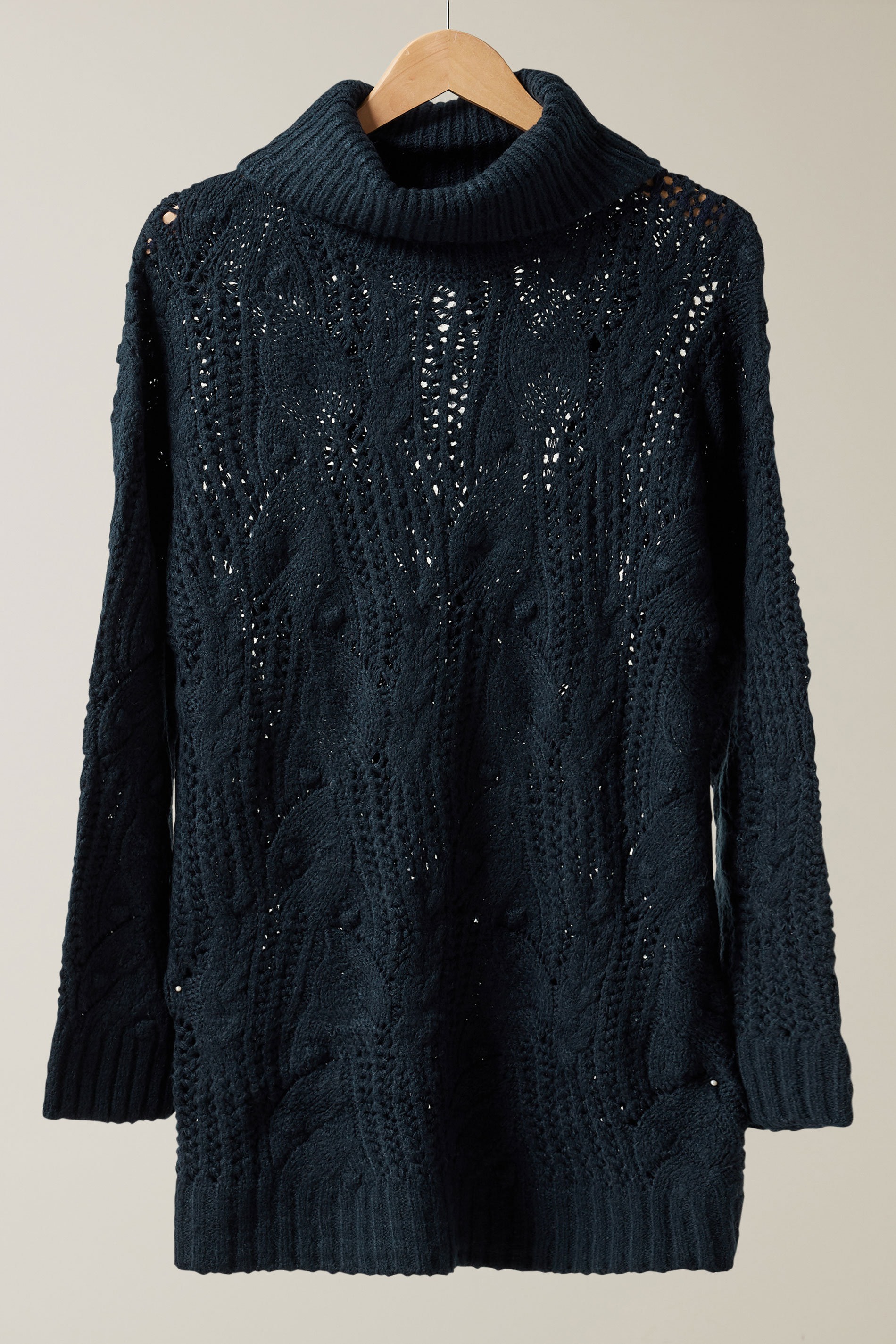 EVANS Plus Size Navy Blue Roll Neck Knitted Jumper | Evans 5