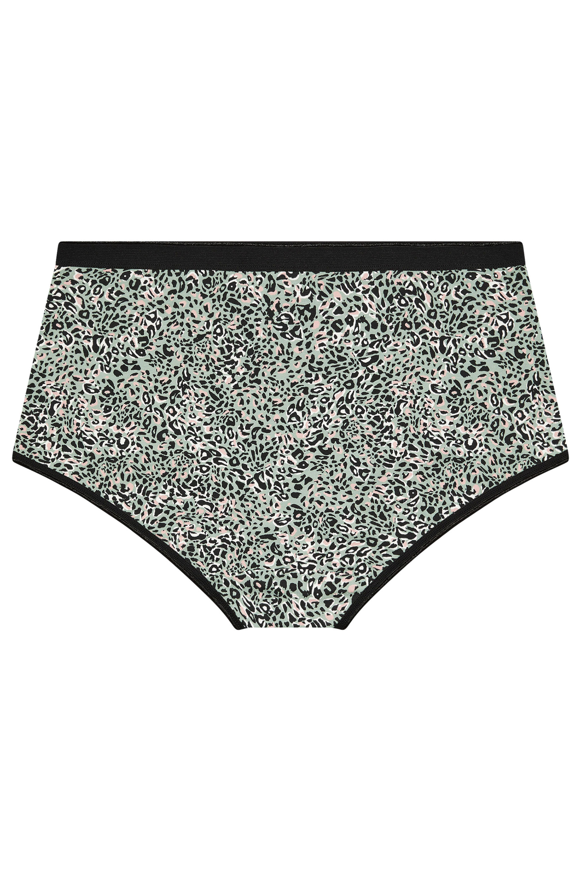 YOURSET 5 PACK Plus Size Black & Khaki Green Animal Print Full Briefs | Yours Clothing 7