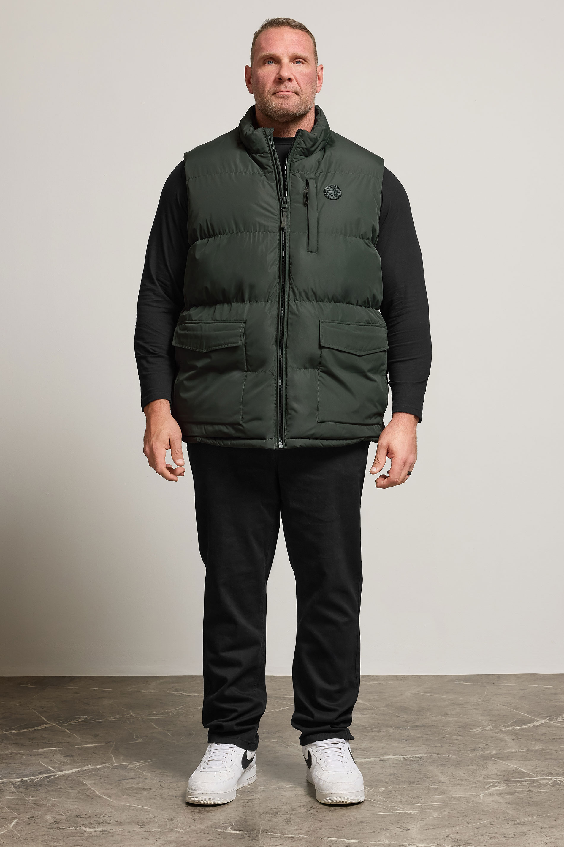 BadRhino Big & Tall Dark Green Zip Through Gilet | BadRhino 1