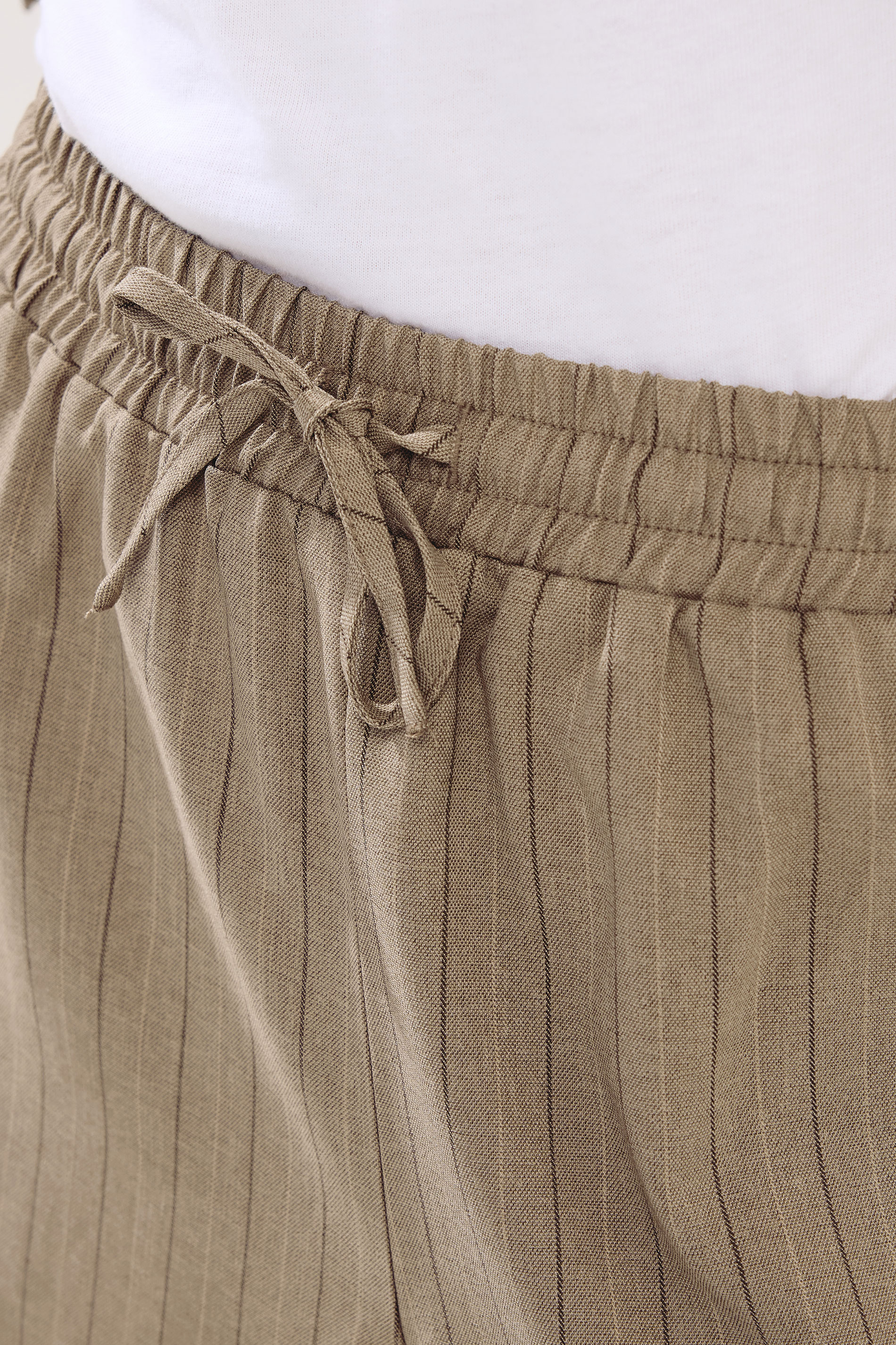 PixieGirl Petite Women's Natural Brown Stripe Pull On Wide Leg Trousers | PixieGirl 5