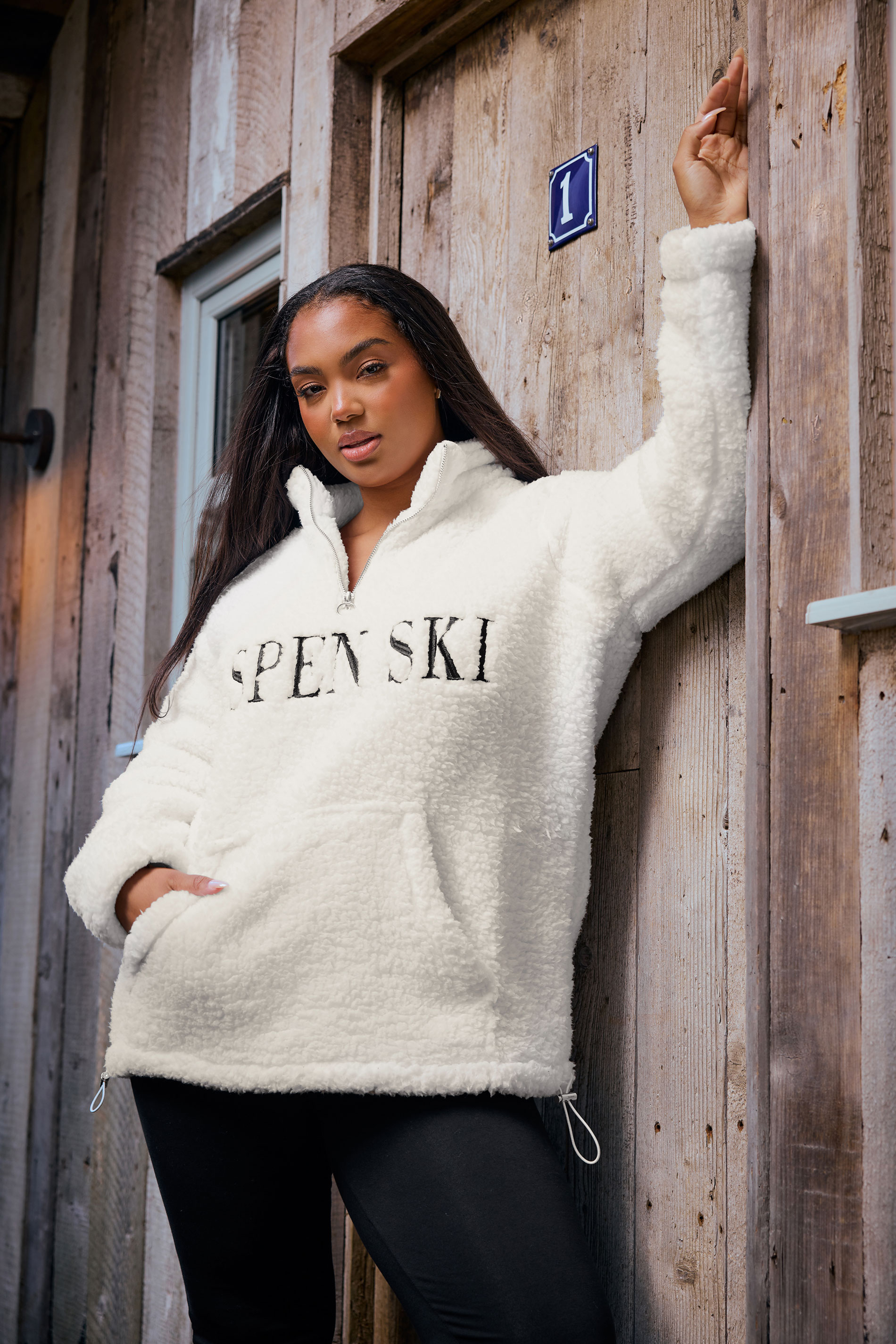 YOURS Plus Size Cream 'Aspen Ski' Teddy Borg Fleece | Yours Clothing 5