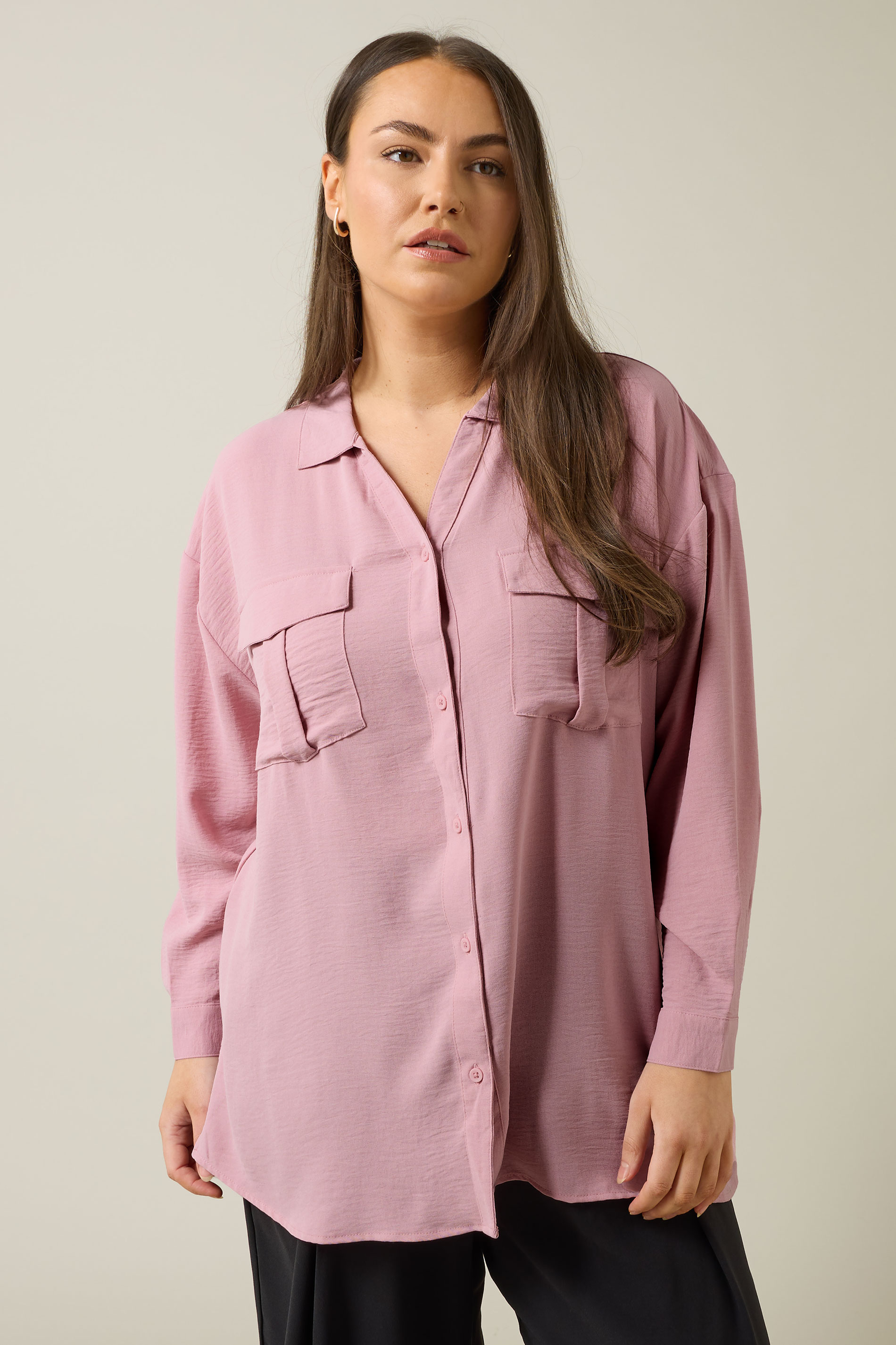 EVANS Plus Size Pink Utility Pocket Shirt | Evans 3