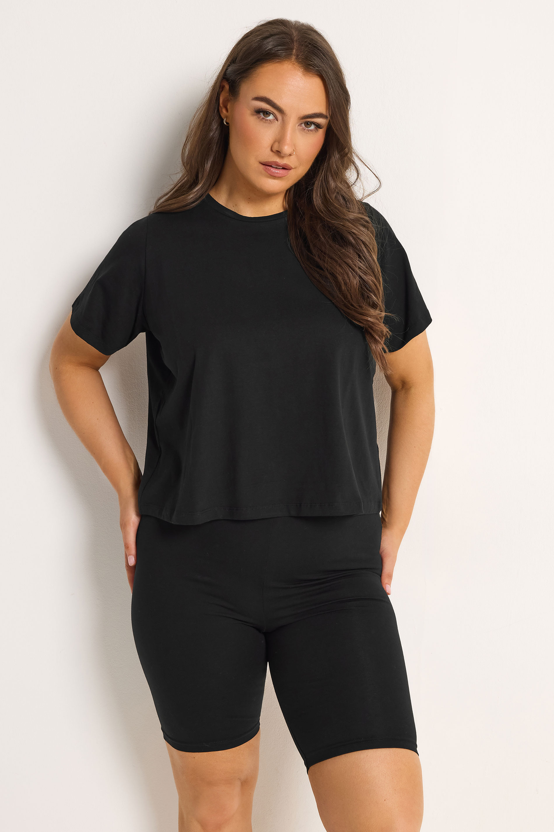YOURSET 2 PACK Plus Size Black Leopard Stretch Cycling Shorts | Yours Clothing 5