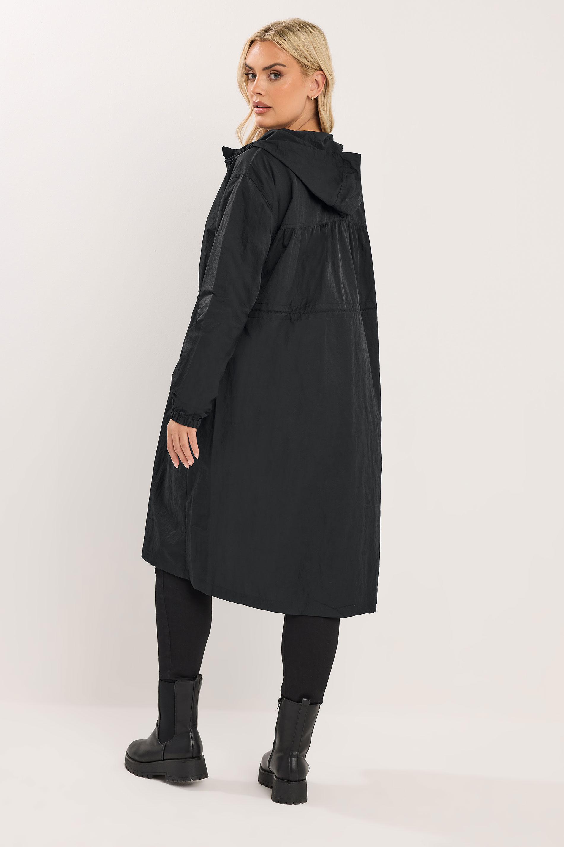 YOURS Plus Size Black Lightweight Longline Parka Jacket | Yours Clothing 2