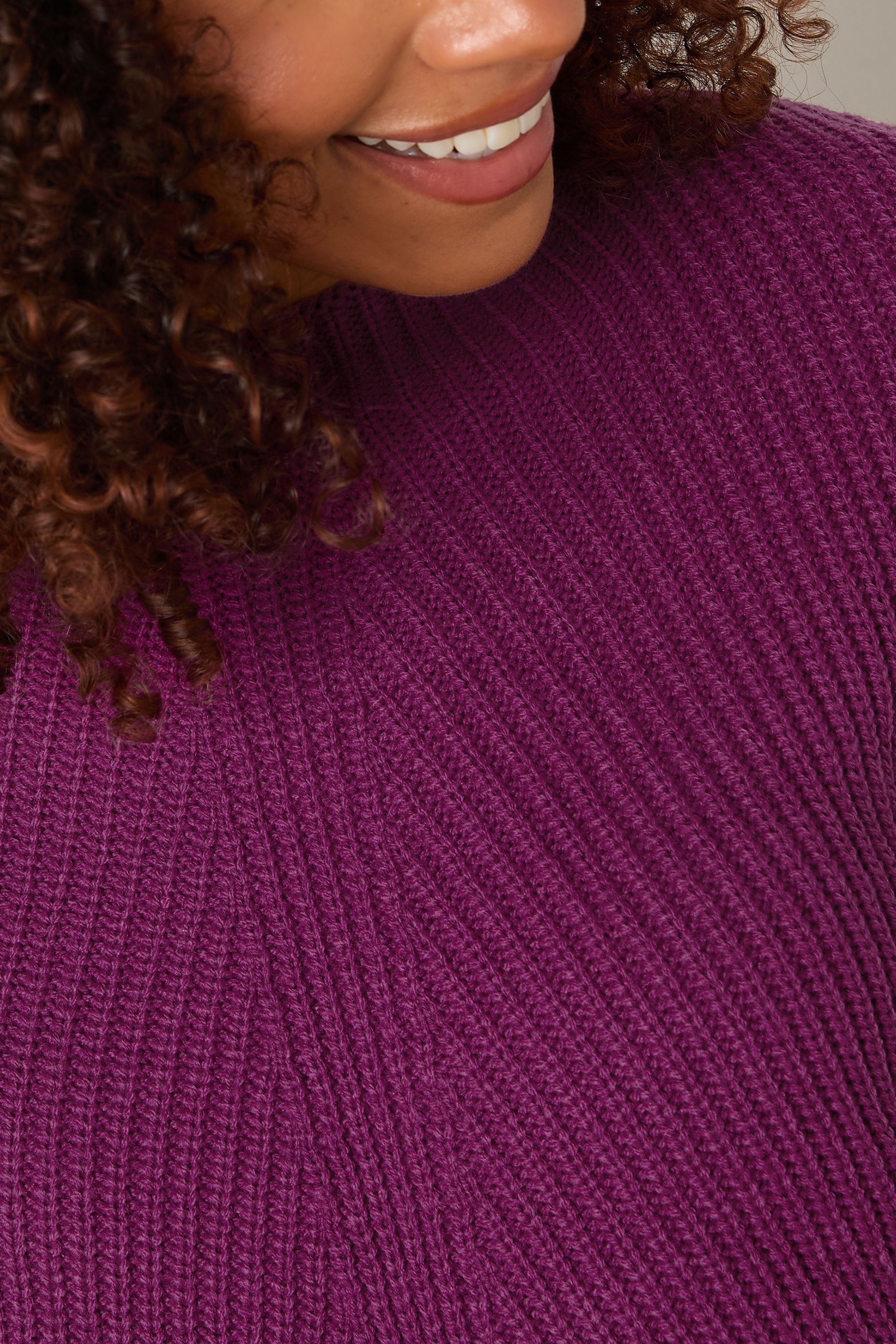 M&Co Berry Purple Funnel Neck Knitted Jumper | M&Co 4