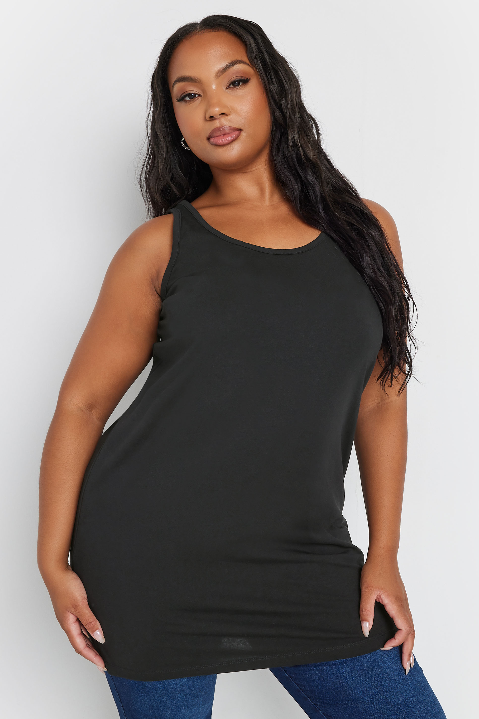 YOURS Plus Size 2 PACK Black Longline Vest Tops | Yours Clothing 6