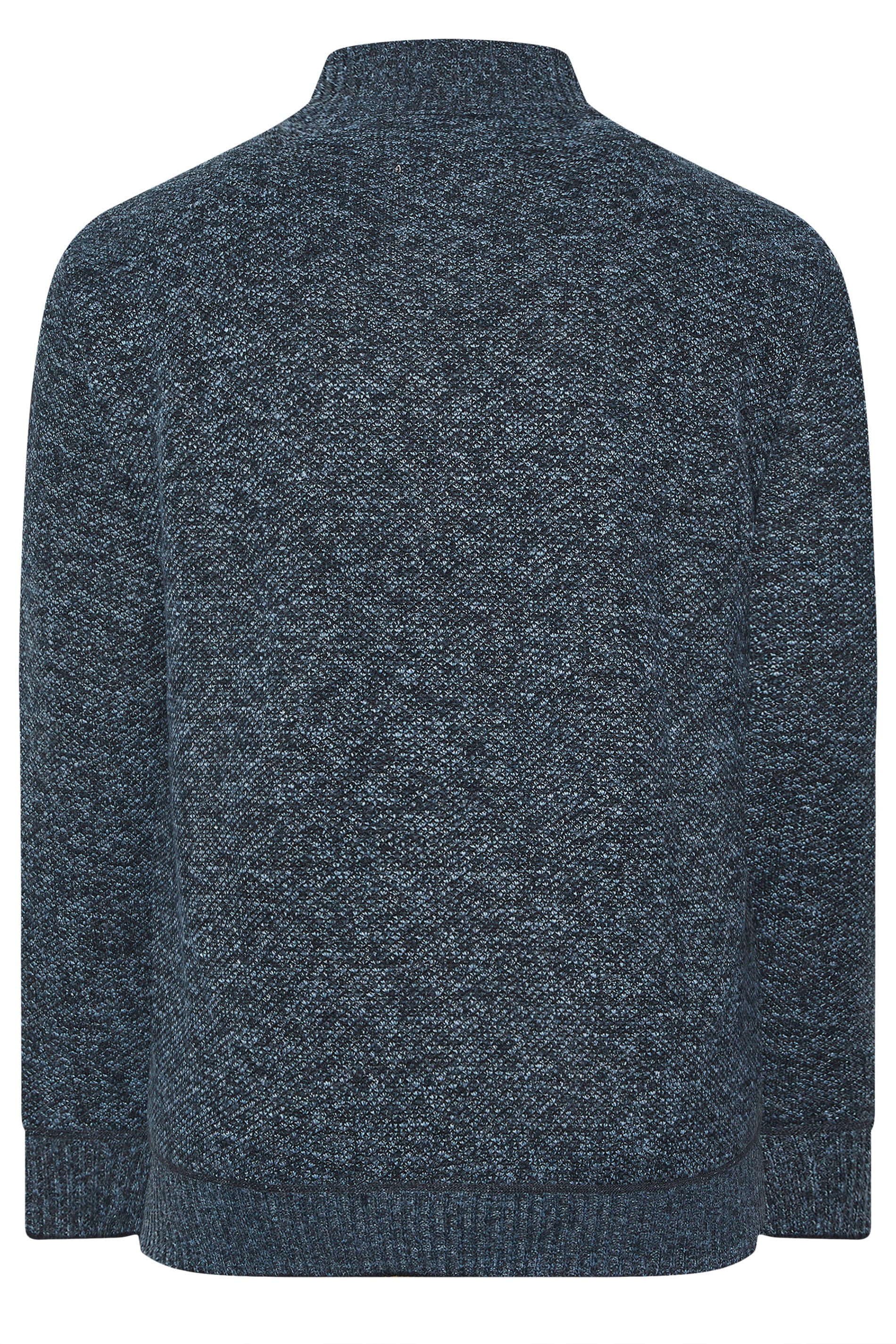 D555 Big & Tall Blue Marl Zip Through Knitted Jumper | BadRhino 6