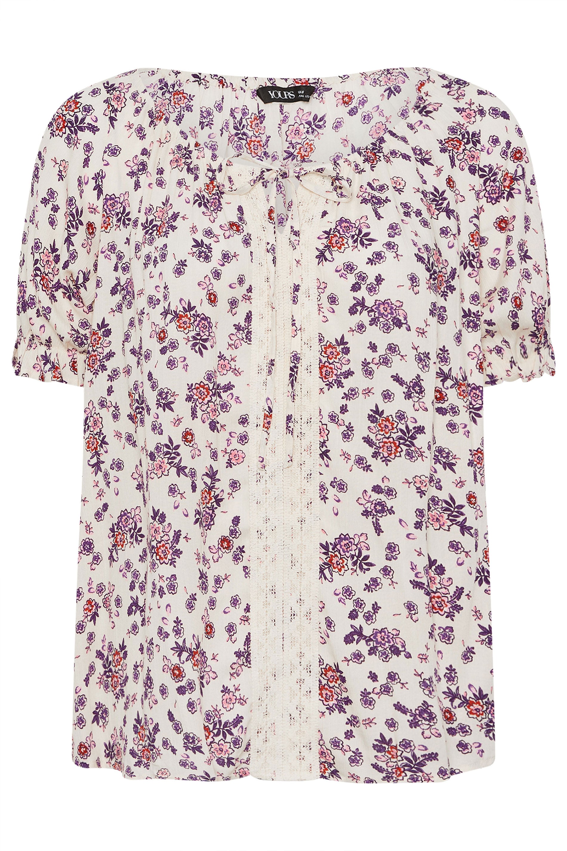 YOURS Plus Size Natural Brown Ditsy Floral Top | Yours Clothing 5