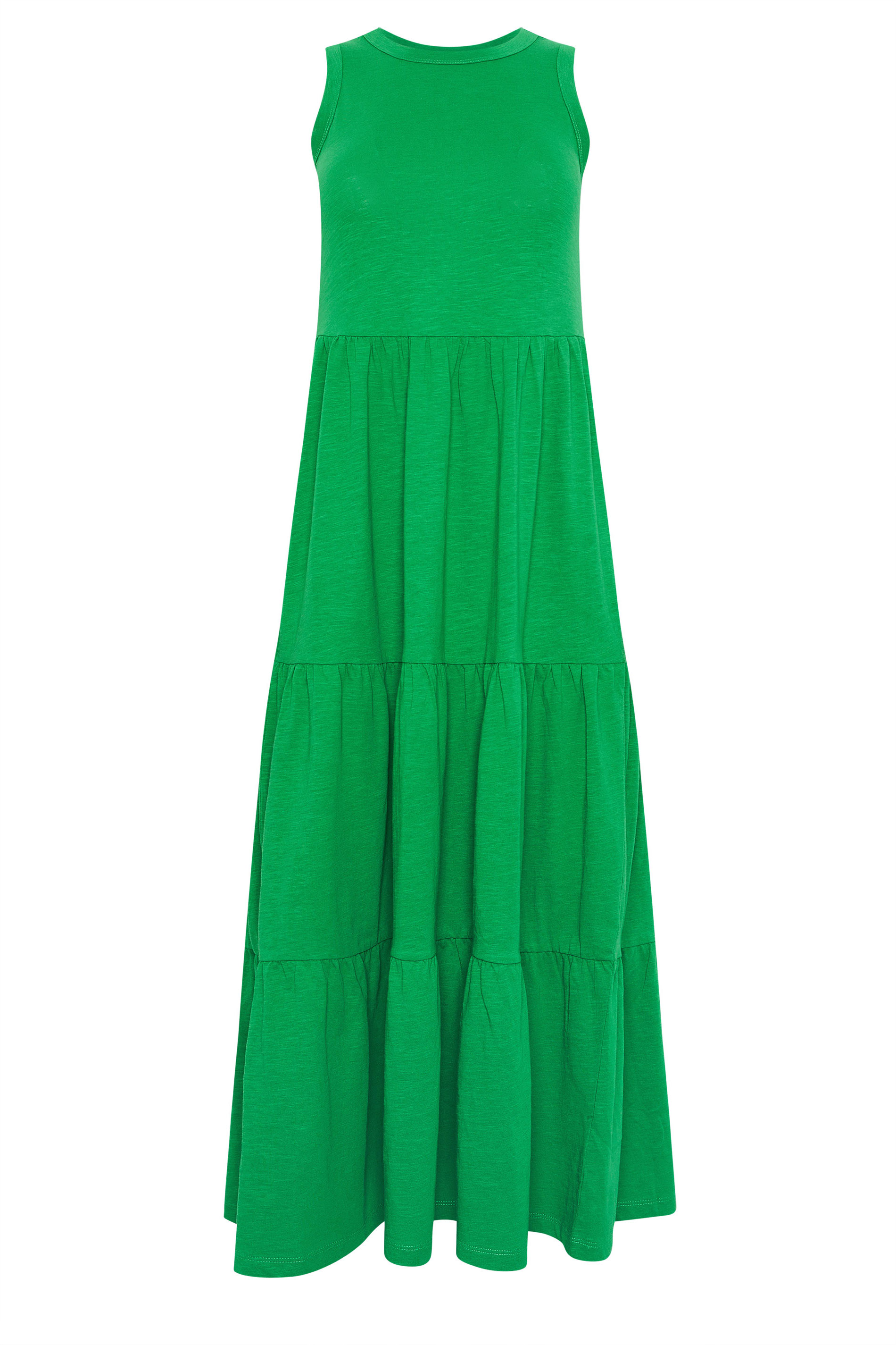 M&Co Petite Green Cotton Sleeveless Tiered Maxi Dress | M&Co 5