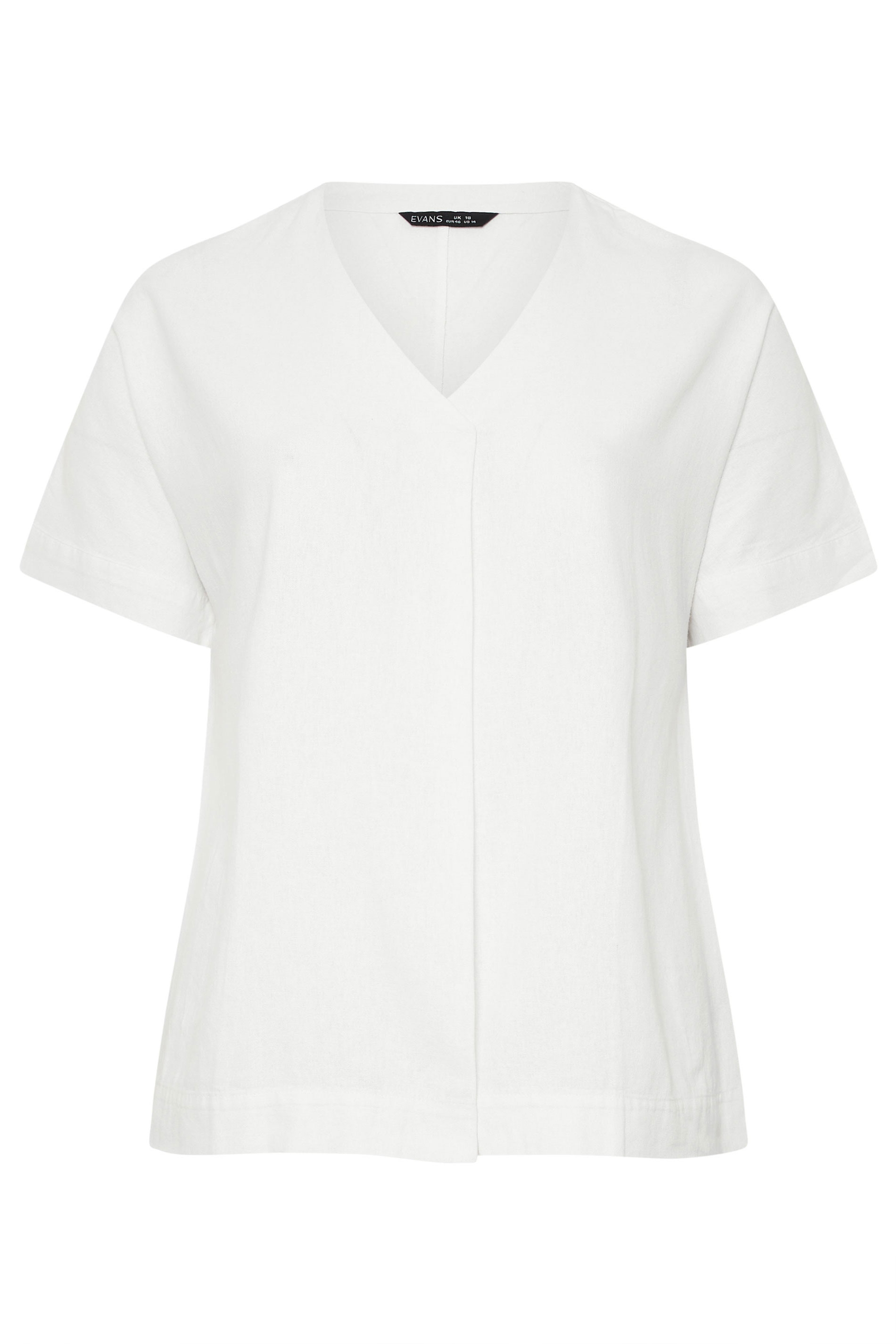 EVANS Plus Size White Premium Linen Front Pleat Top | Evans  6