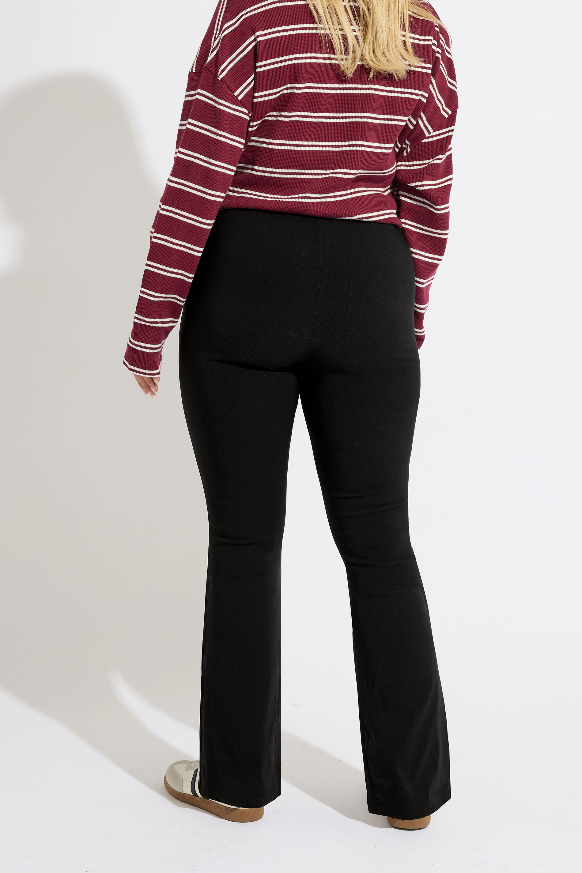 YOURS Curve Plus Size Black Flare Bengaline Trousers | Yours Clothing  2