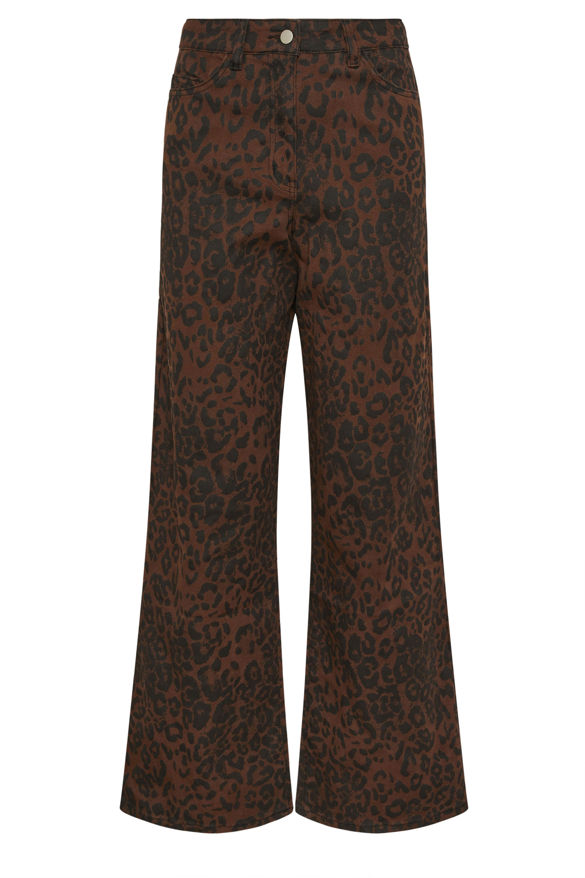 LTS Tall Chocolate Brown Leopard Print Wide Leg Jeans | Long Tall Sally 7