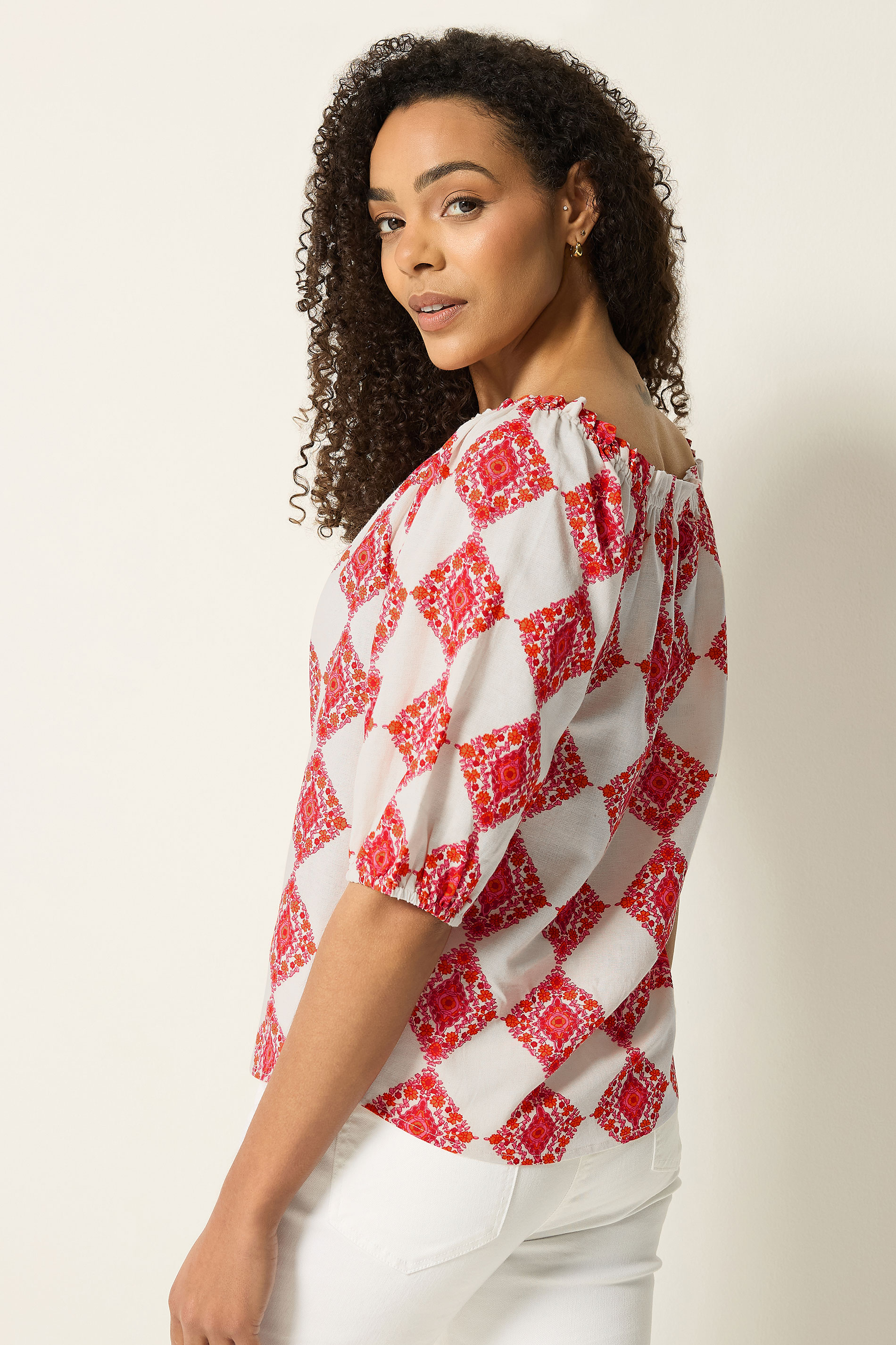 M&Co Ivory White Abstract Tile Print Top | M&Co 5
