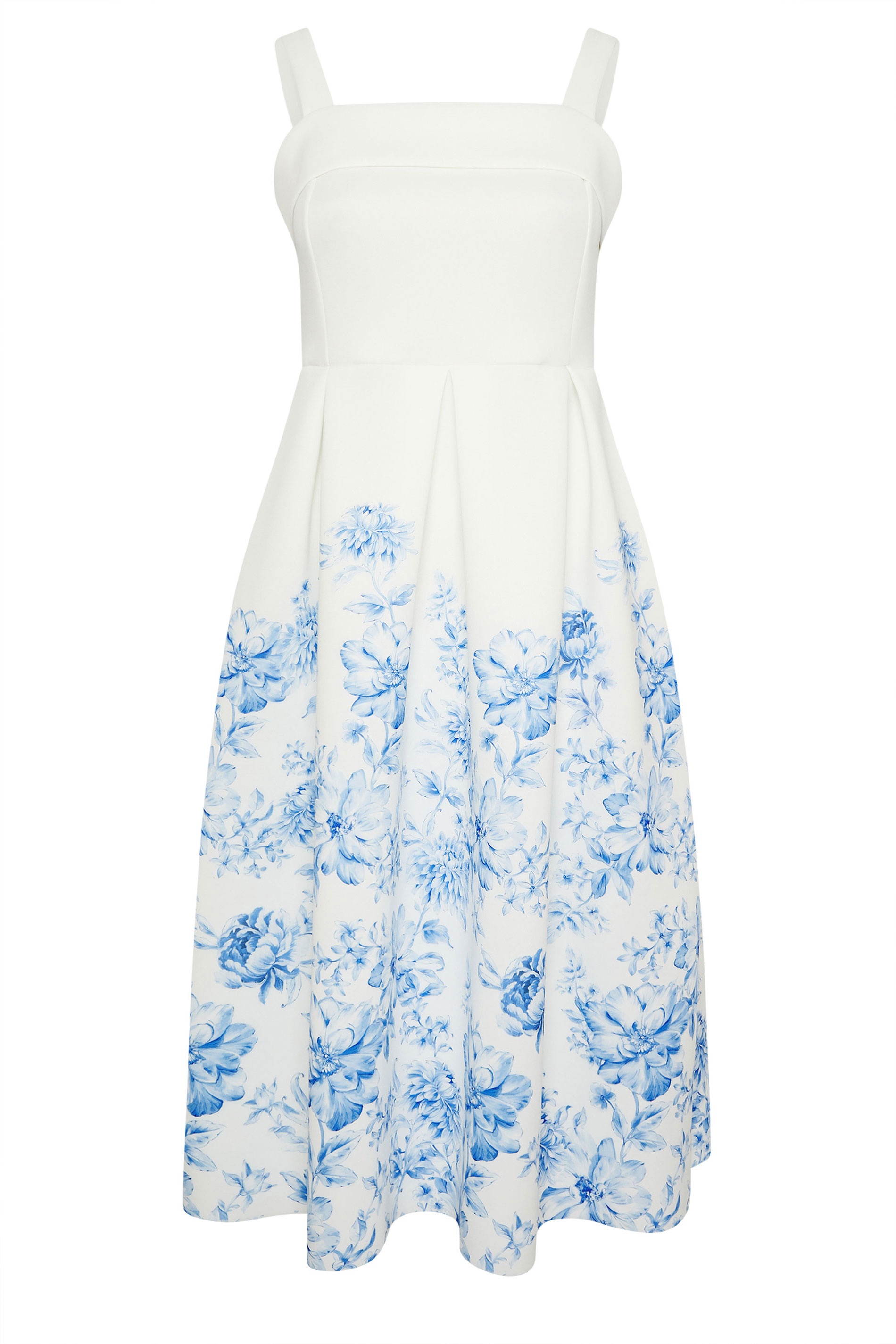 YOURS LONDON Plus Size White Floral Midi Skater Dress | Yours Clothing 6
