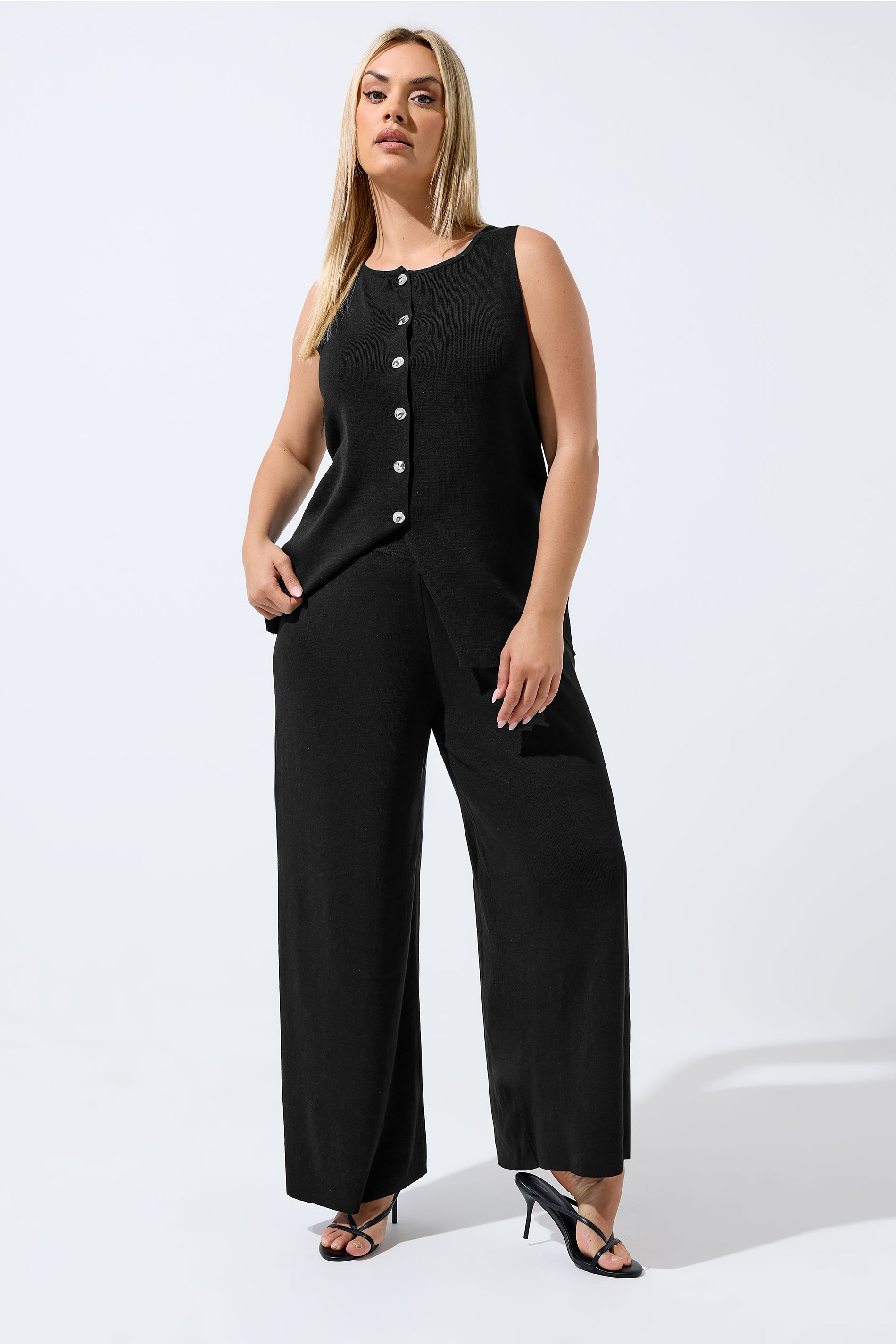 LIMITED COLLECTION Plus Size Black Knitted Trousers | Yours Clothing 3