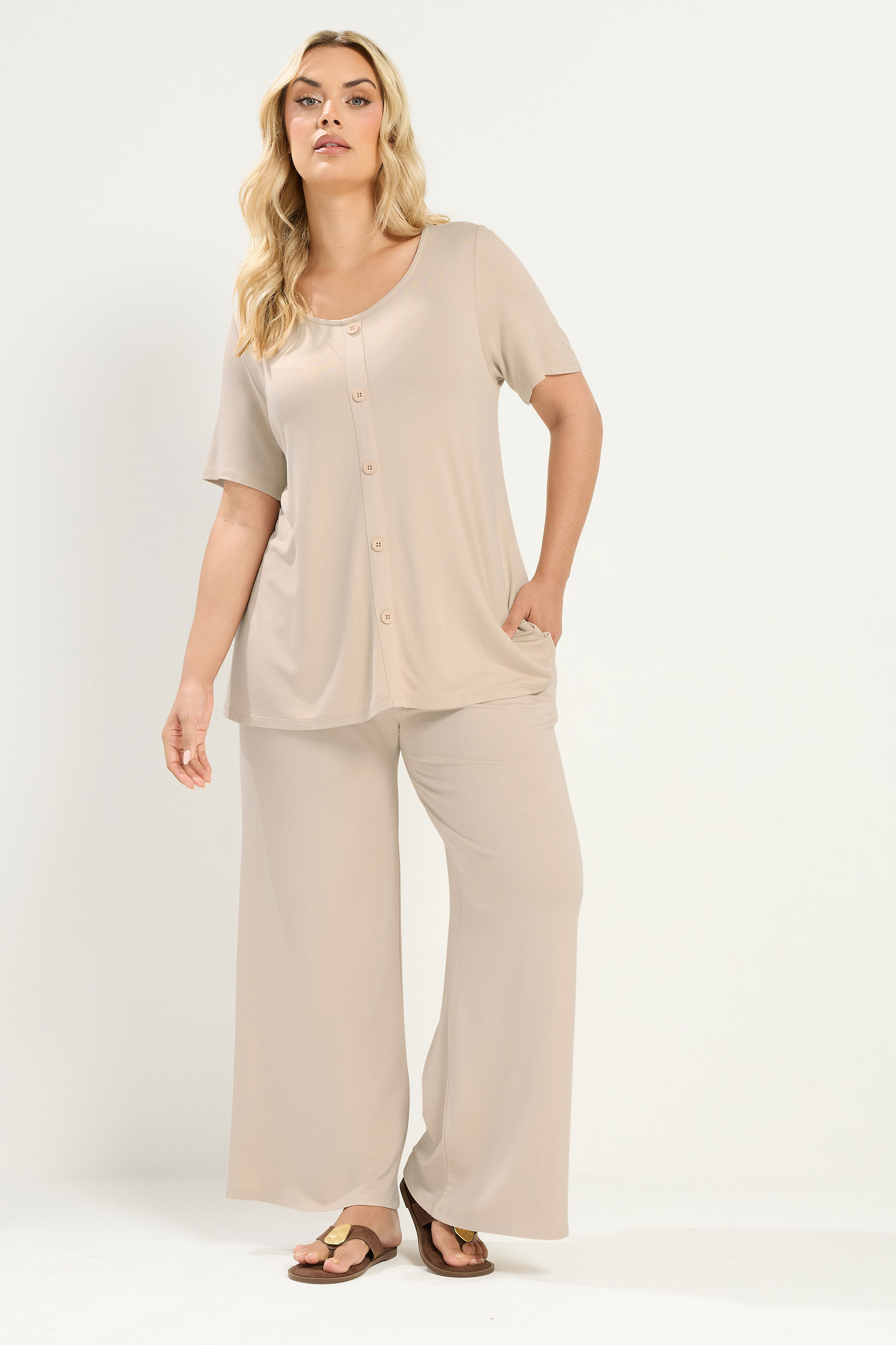 YOURS Plus Size Natural Brown Soft Touch Top | Yours Clothing 1