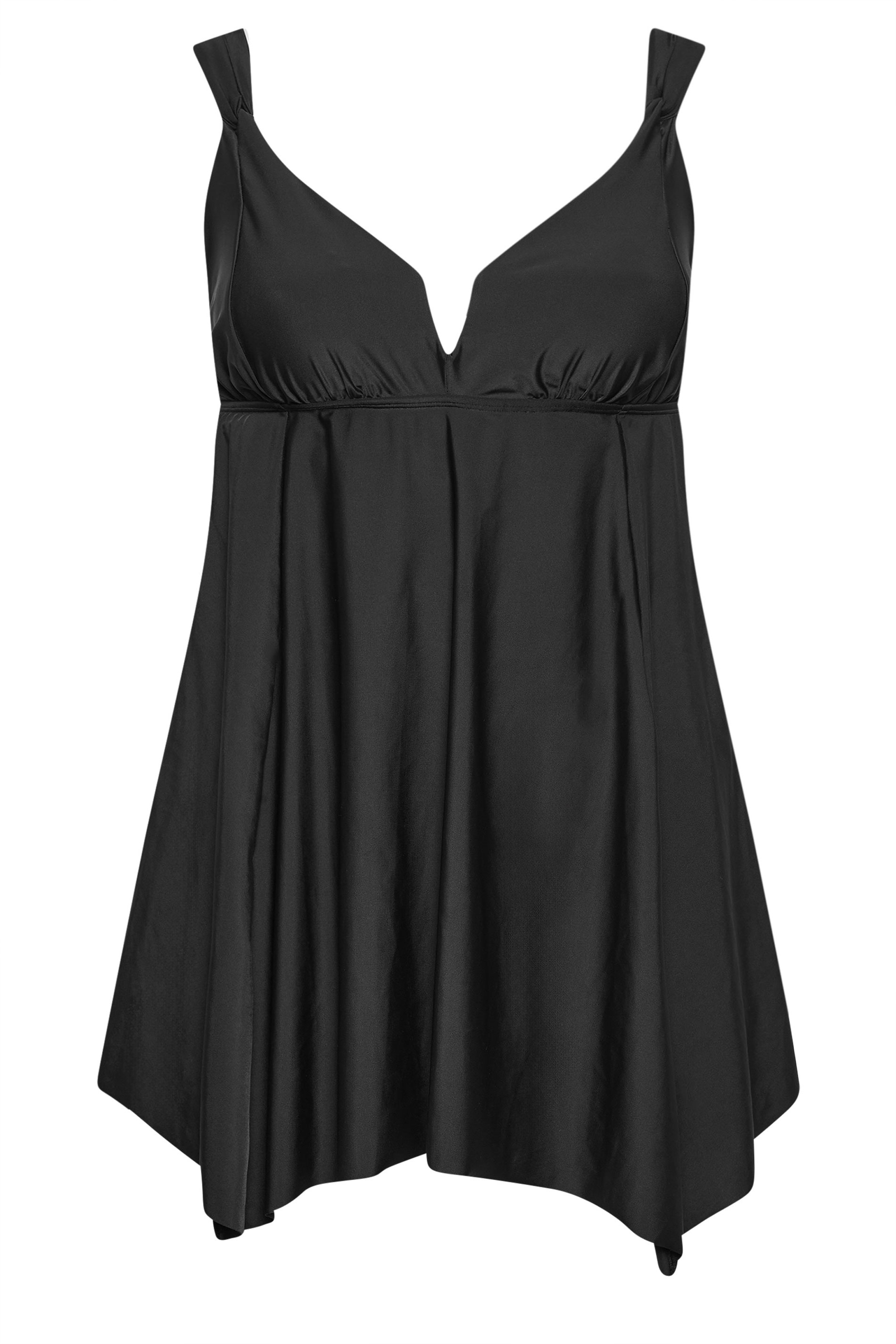YOURS Plus Size Black Knotted Strap Hanky Hem Swim Dress | Yours Clothing 7