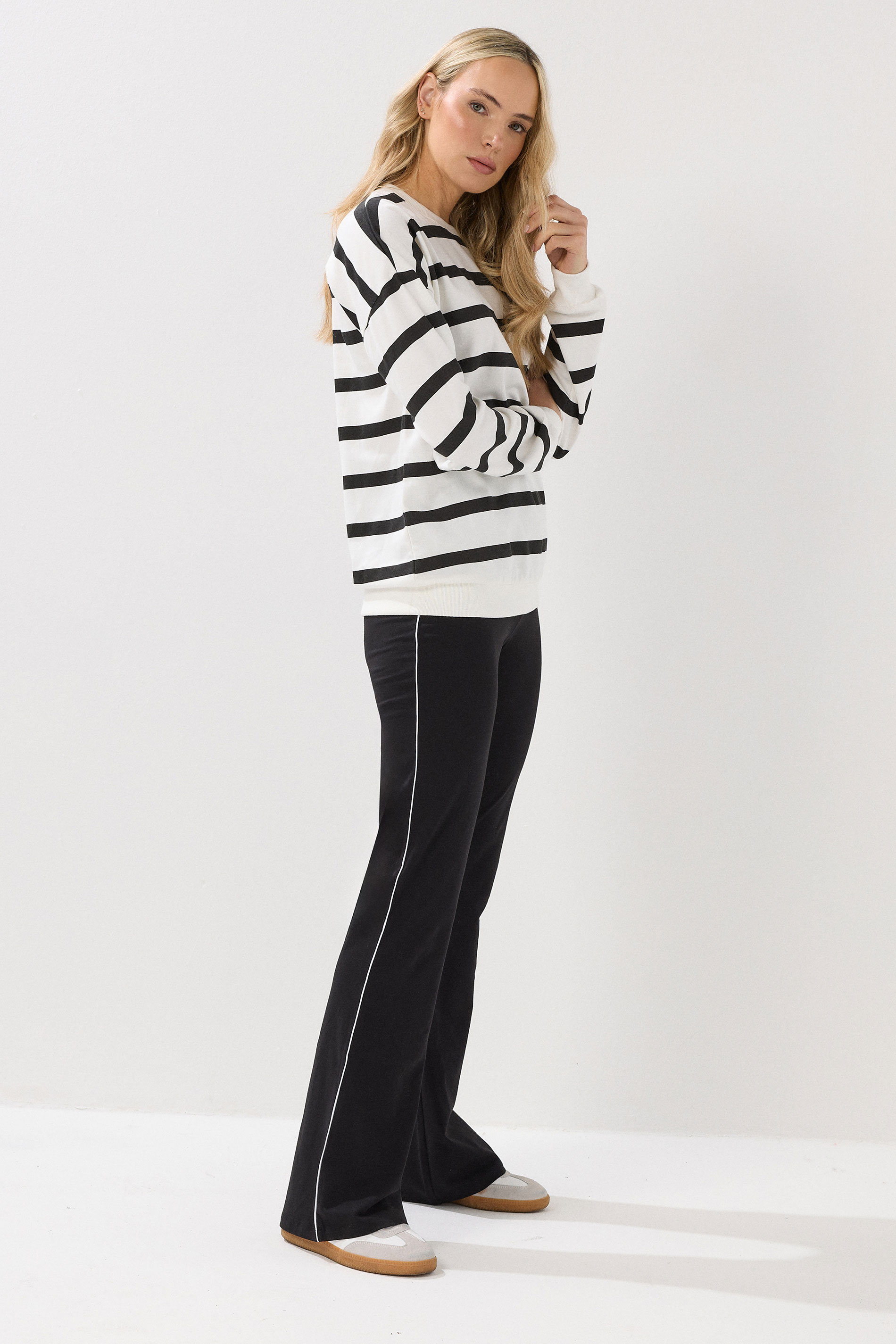 LTS Tall Black Striped Kick Flare Leggings | Long Tall Sally 3