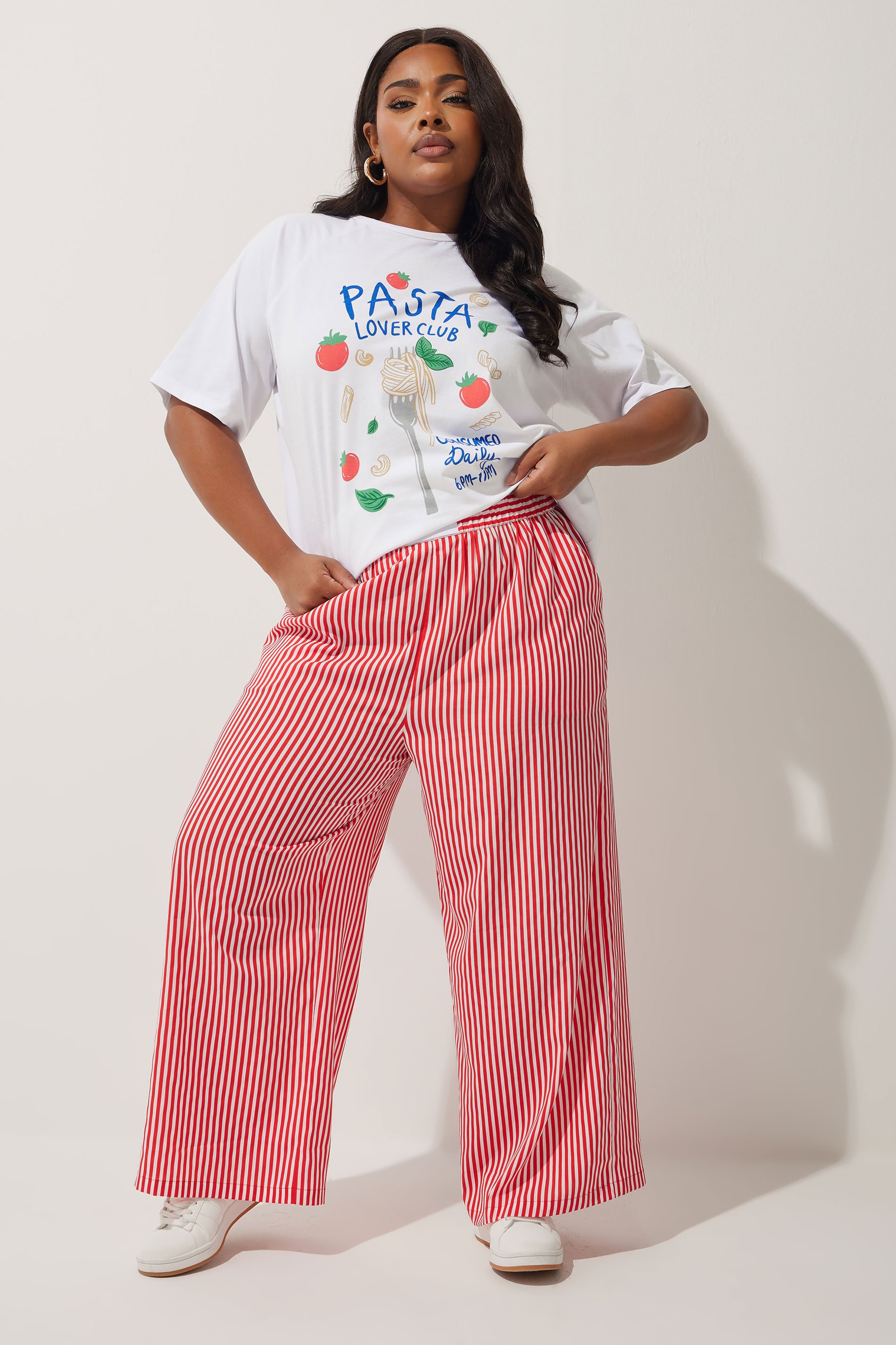 LIMITED COLLECTION Plus Size Red Stripe Boxer Waist Trousers | Yours Clothing 3