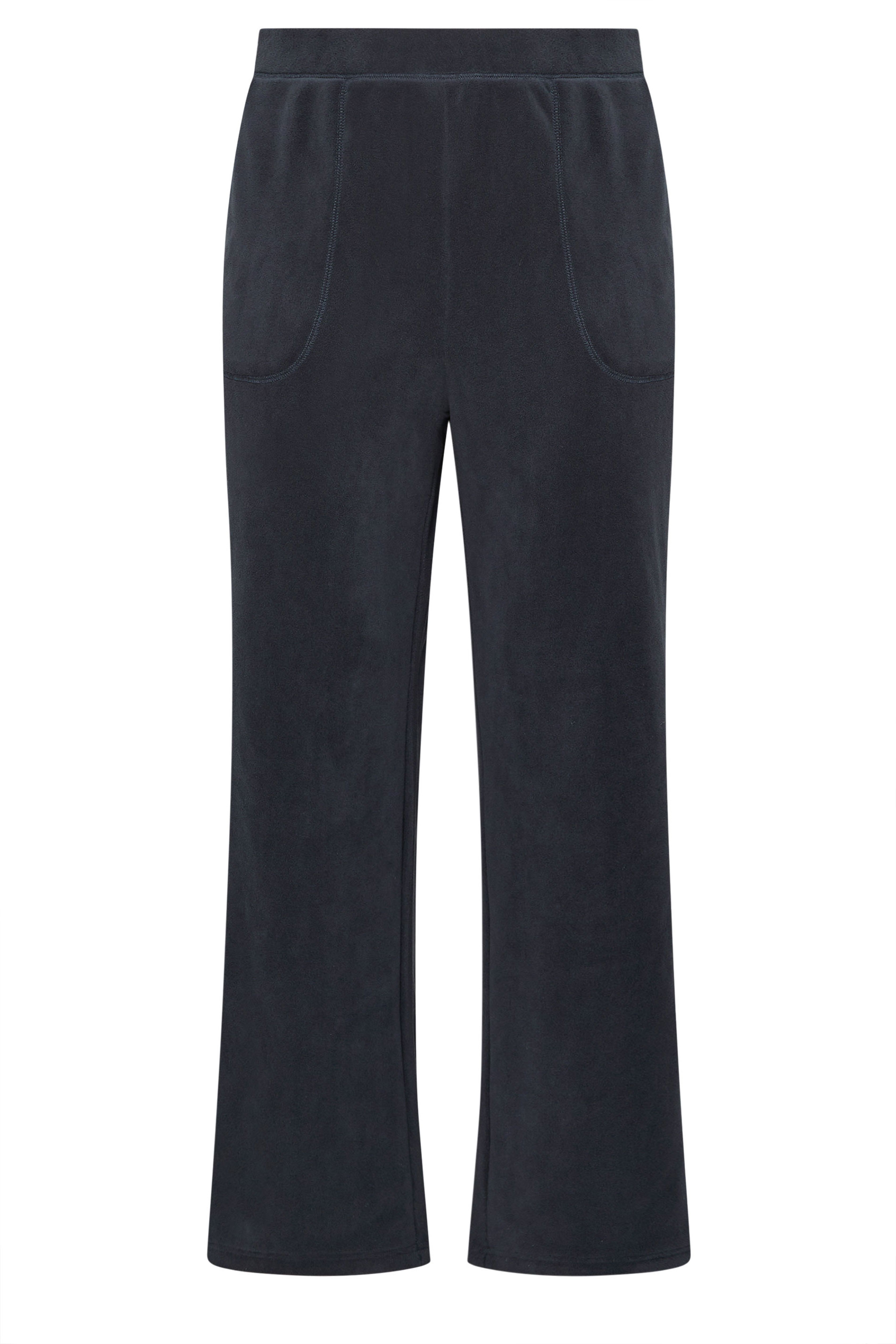 YOURS Plus Size Navy Blue Wide Leg Fleece Trousers | Yours Clothing 5