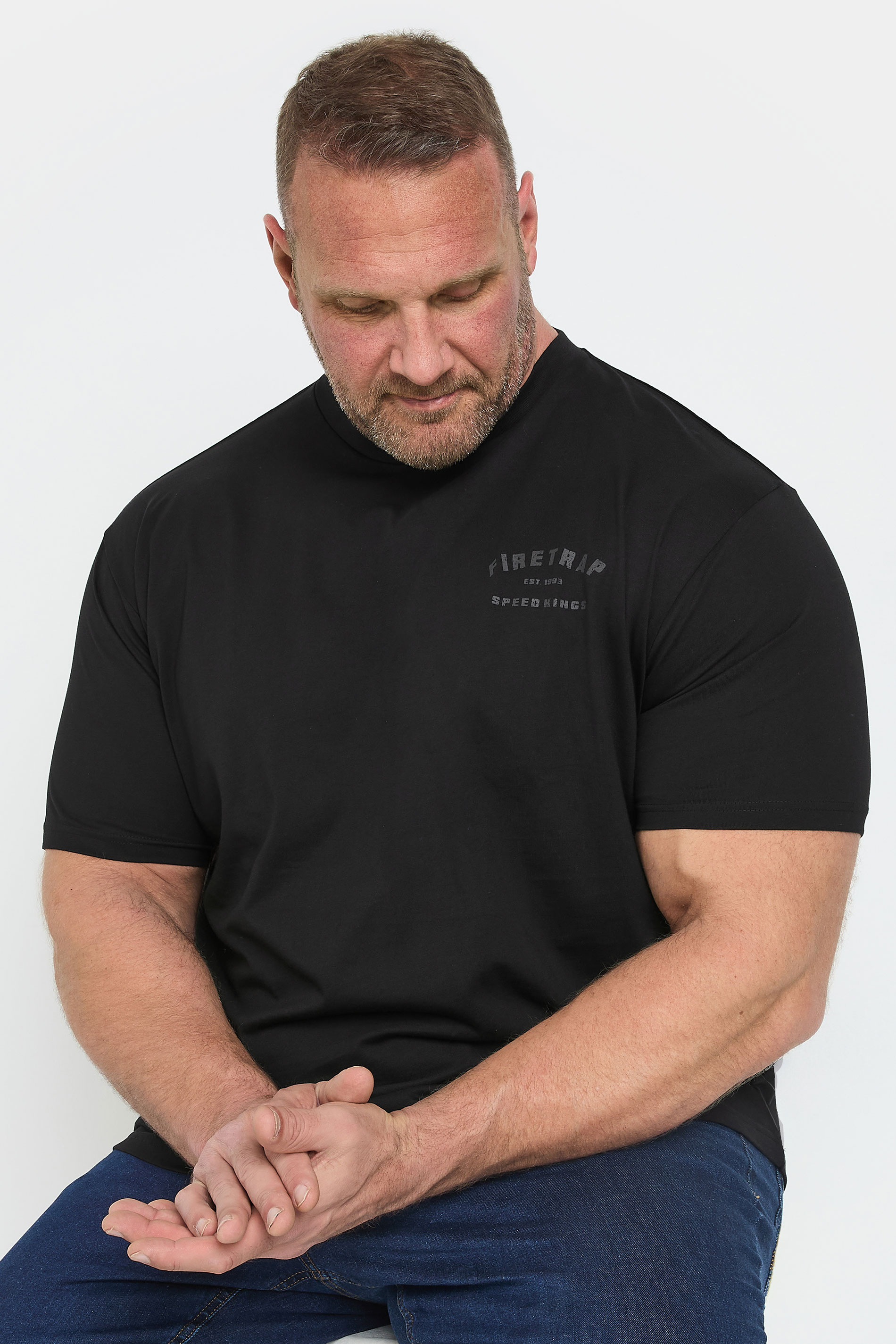 FIRETRAP Big & Tall Black 'Born To Ride' Print T-Shirt | BadRhino 3