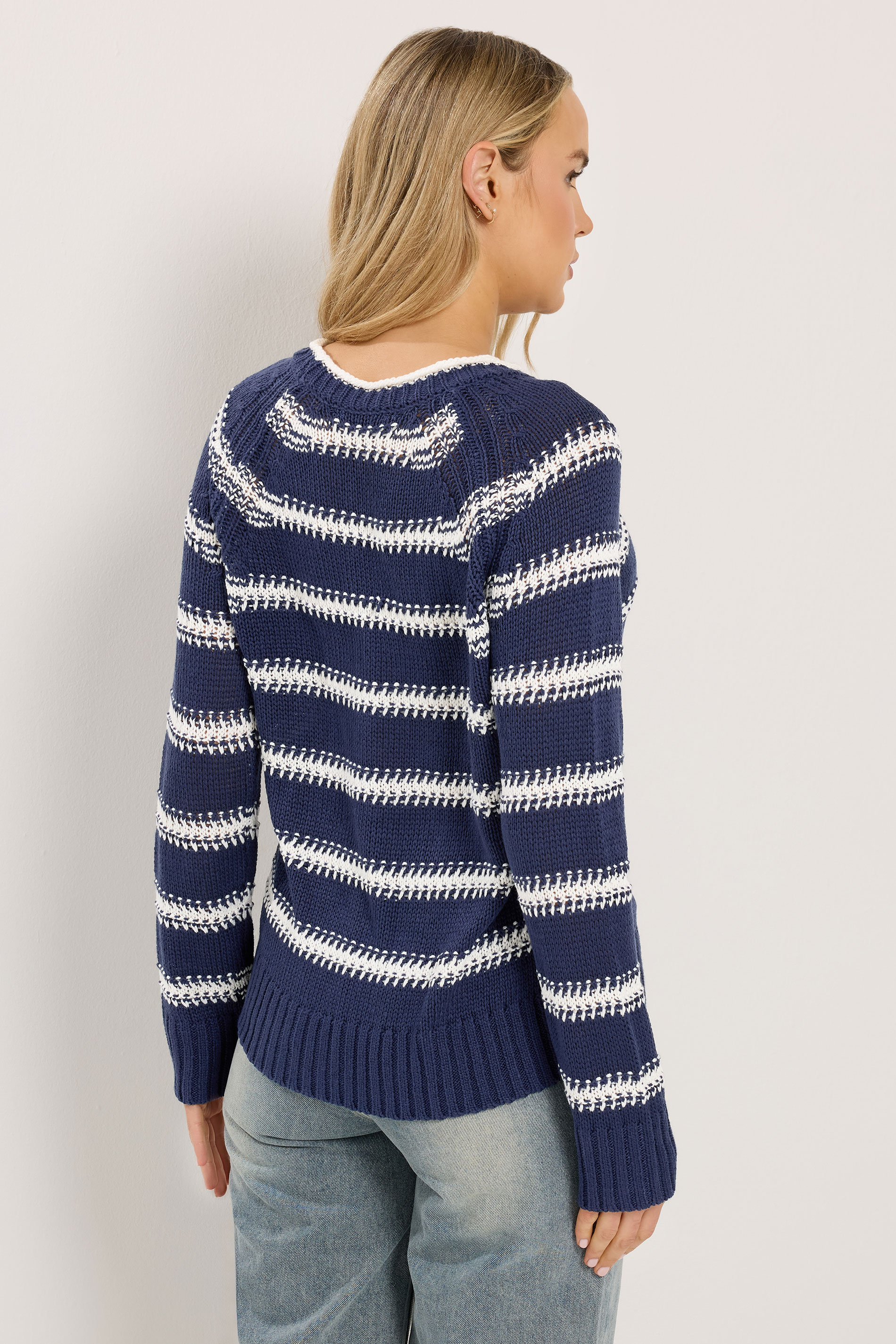 LTS Tall Navy Blue & White Stripe Knit Jumper | Long Tall Sally 2