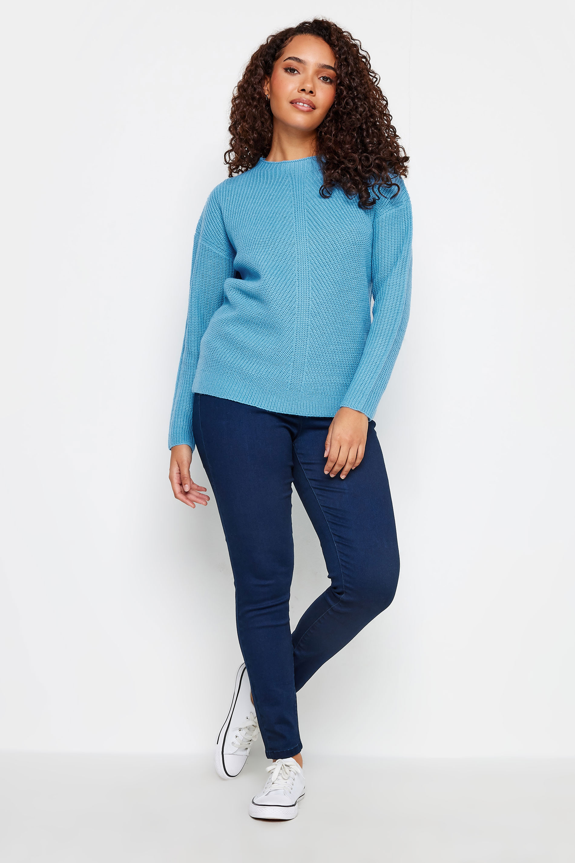 M&Co Blue Funnel Neck Knitted Jumper | M&Co 2