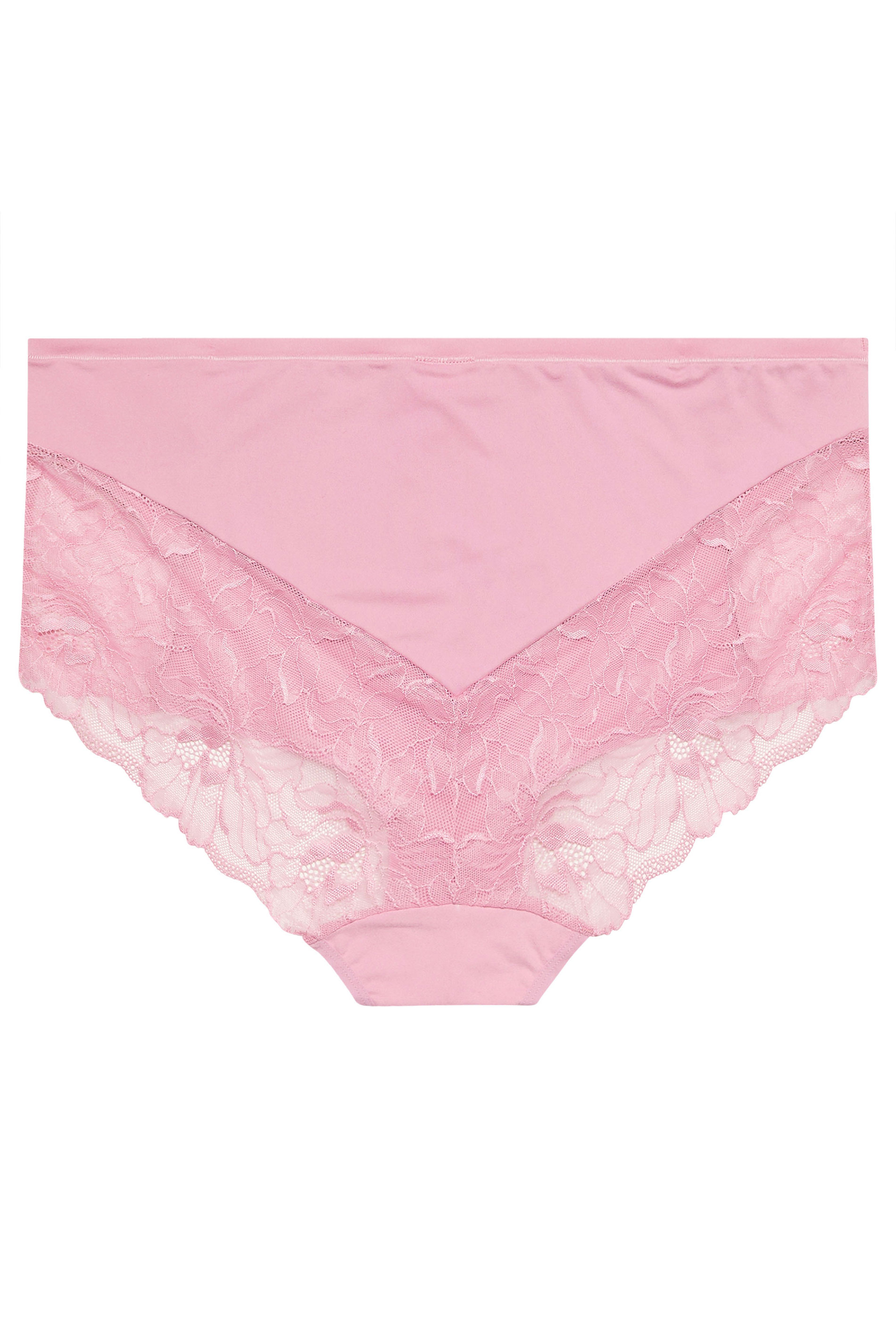 YOURS Plus Size Pink Microfibre Lace Shorts | Yours Clothing 6