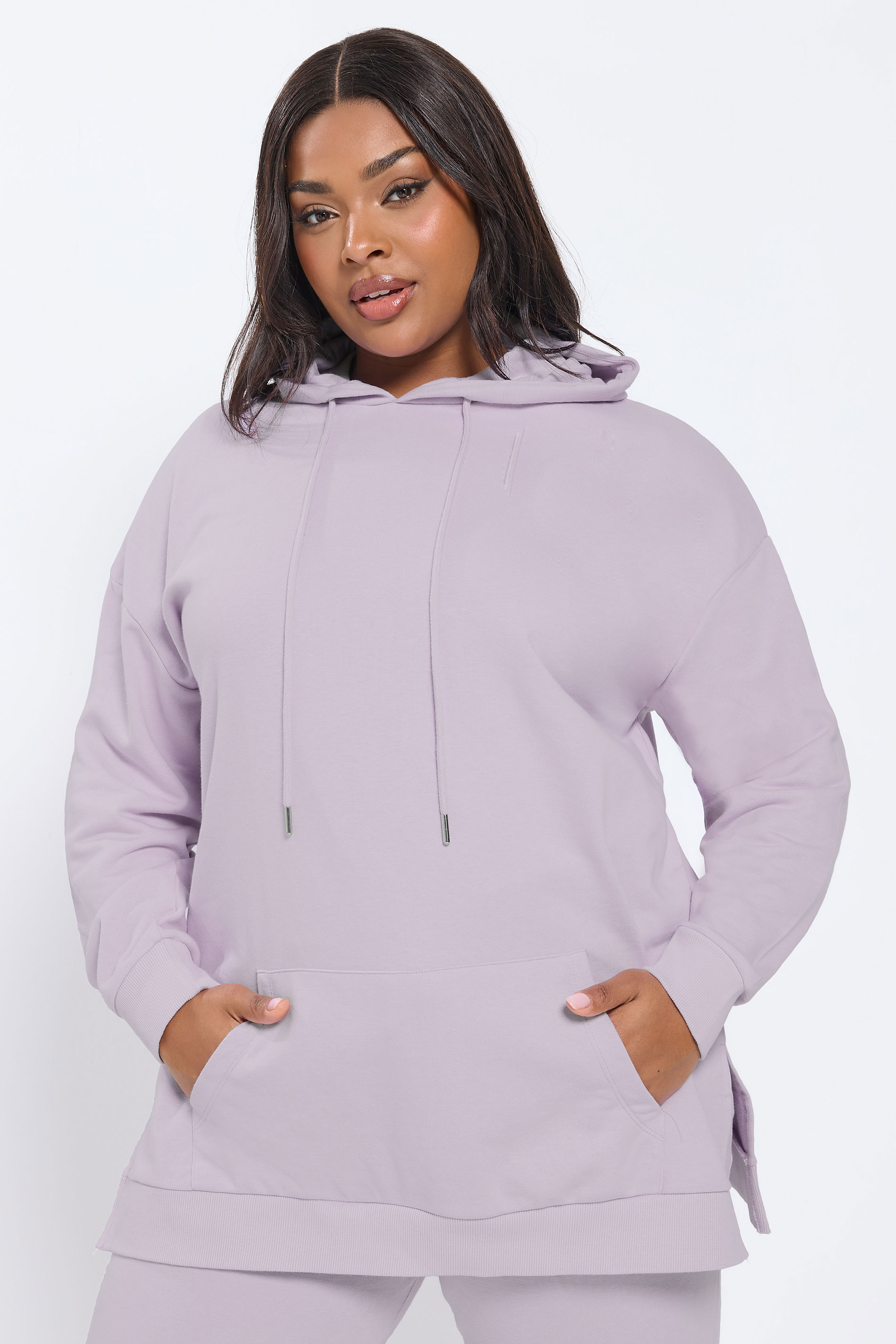 YOURS Plus Size Light Purple Pocket Front Hoodie | Yours Clothing 3