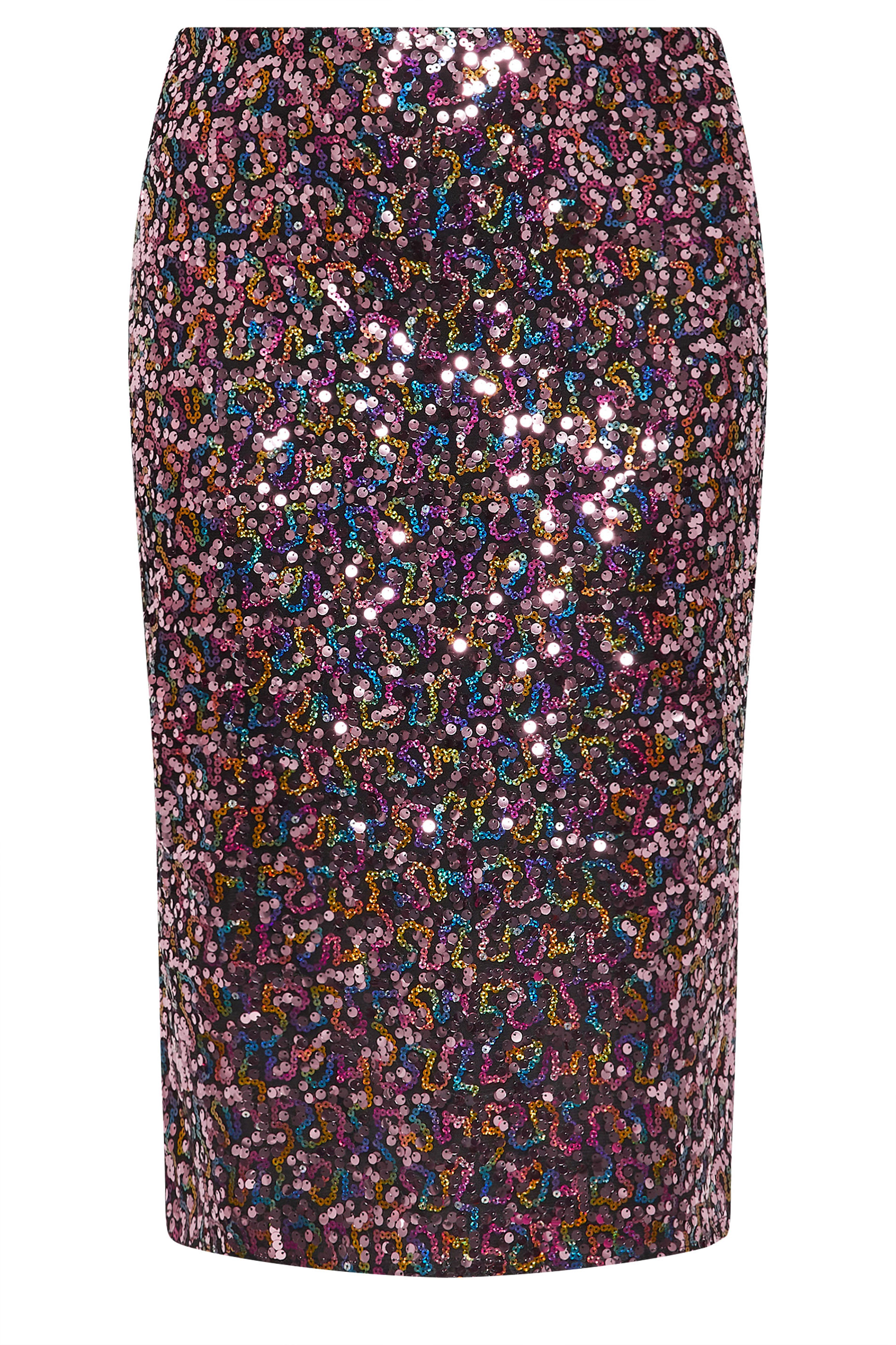 YOURS LONDON Plus Size Pink Sequin Midi Skirt | Yours Clothing 5