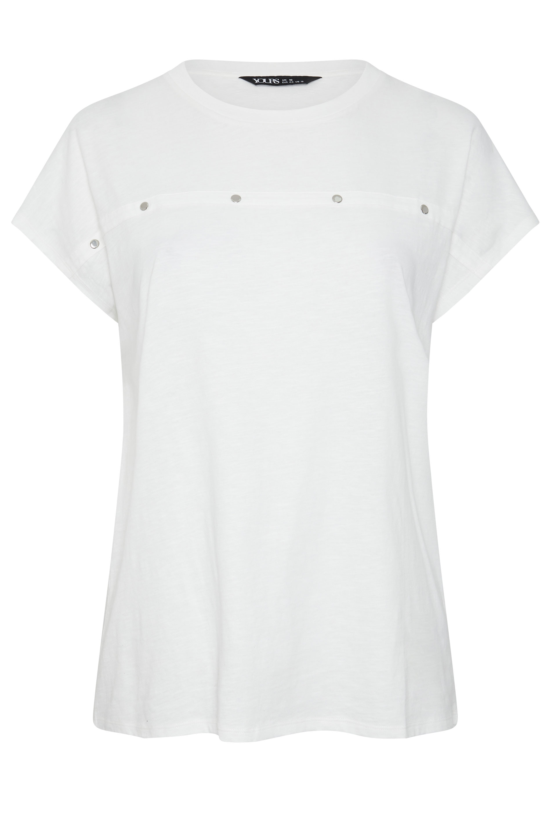 YOURS Plus Size White Stud Grown-On Sleeve T-Shirt | Yours Clothing 5