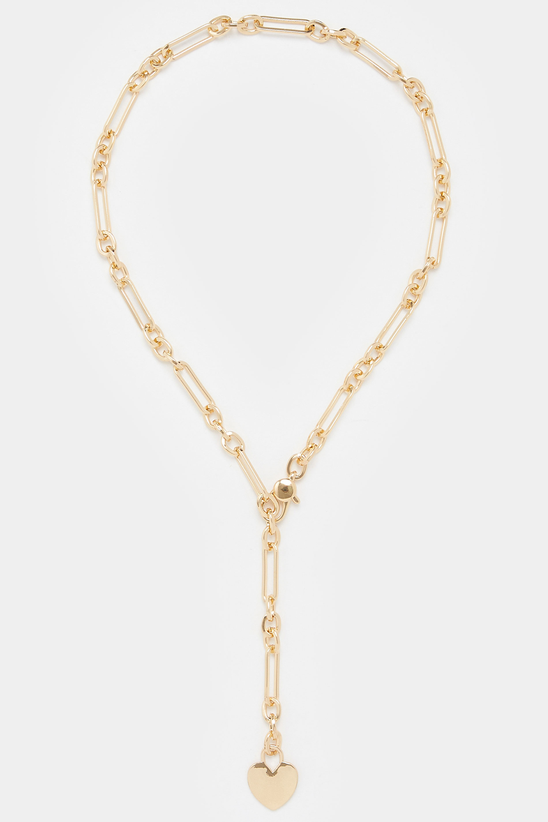 Gold Tone Link Heart Charm Necklace | Yours Clothing 3