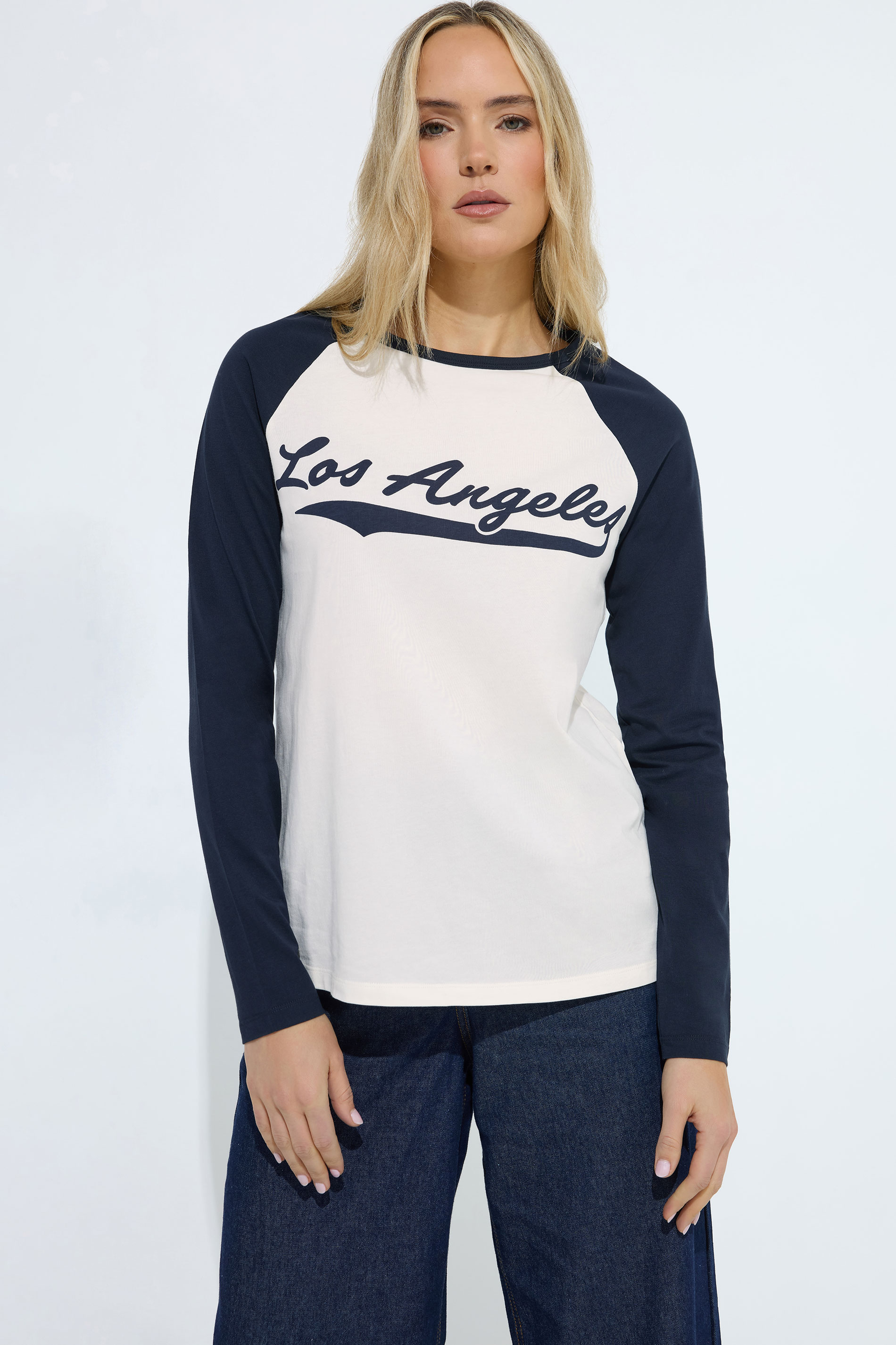 LTS Tall Women's Navy Blue & Cream 'Los Angeles' Slogan Cotton T-Shirt | Long Tall Sally 3