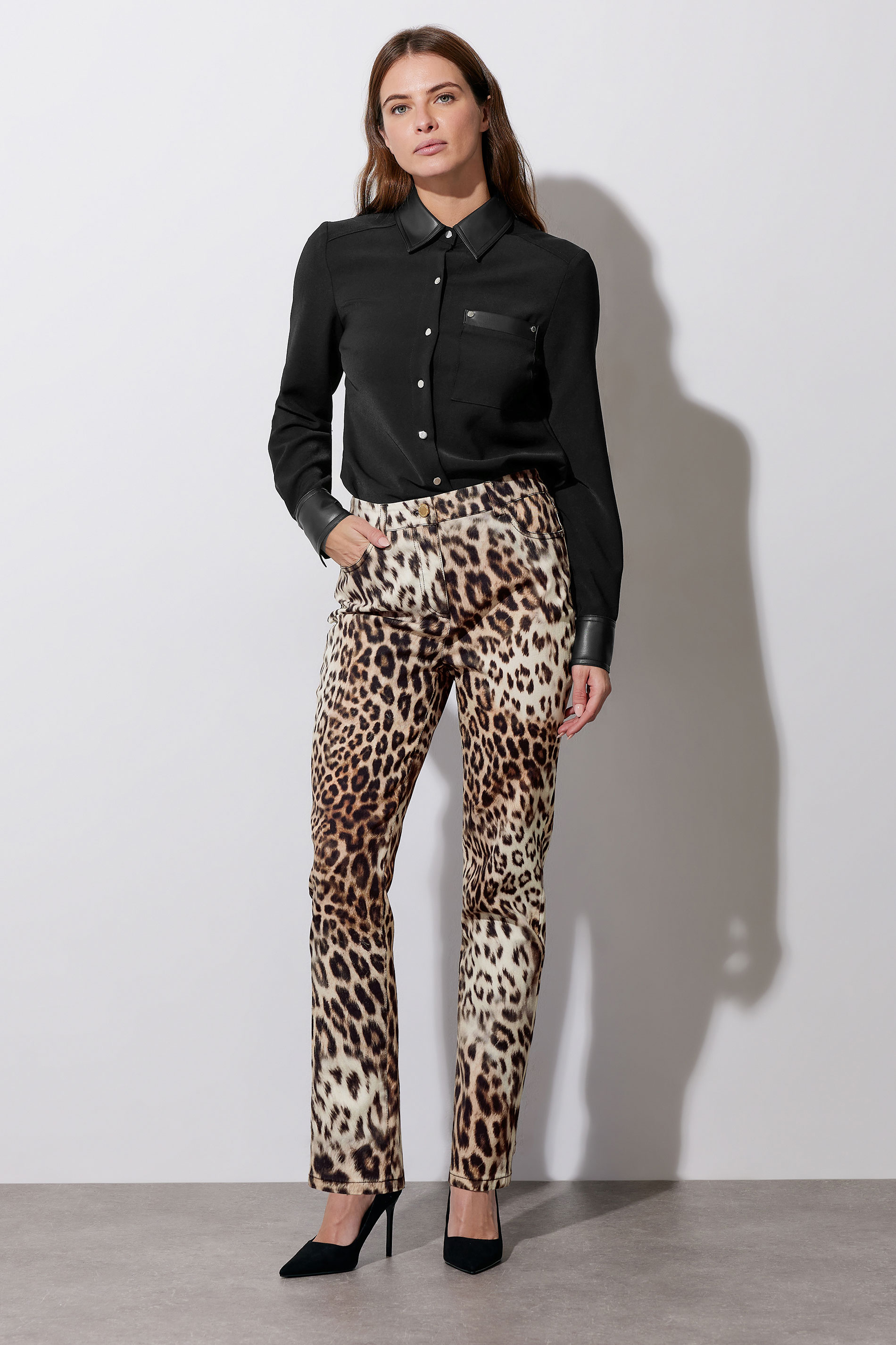 STAR Beige Brown Denim Leopard Straight Leg Jeans | StarByJM 1