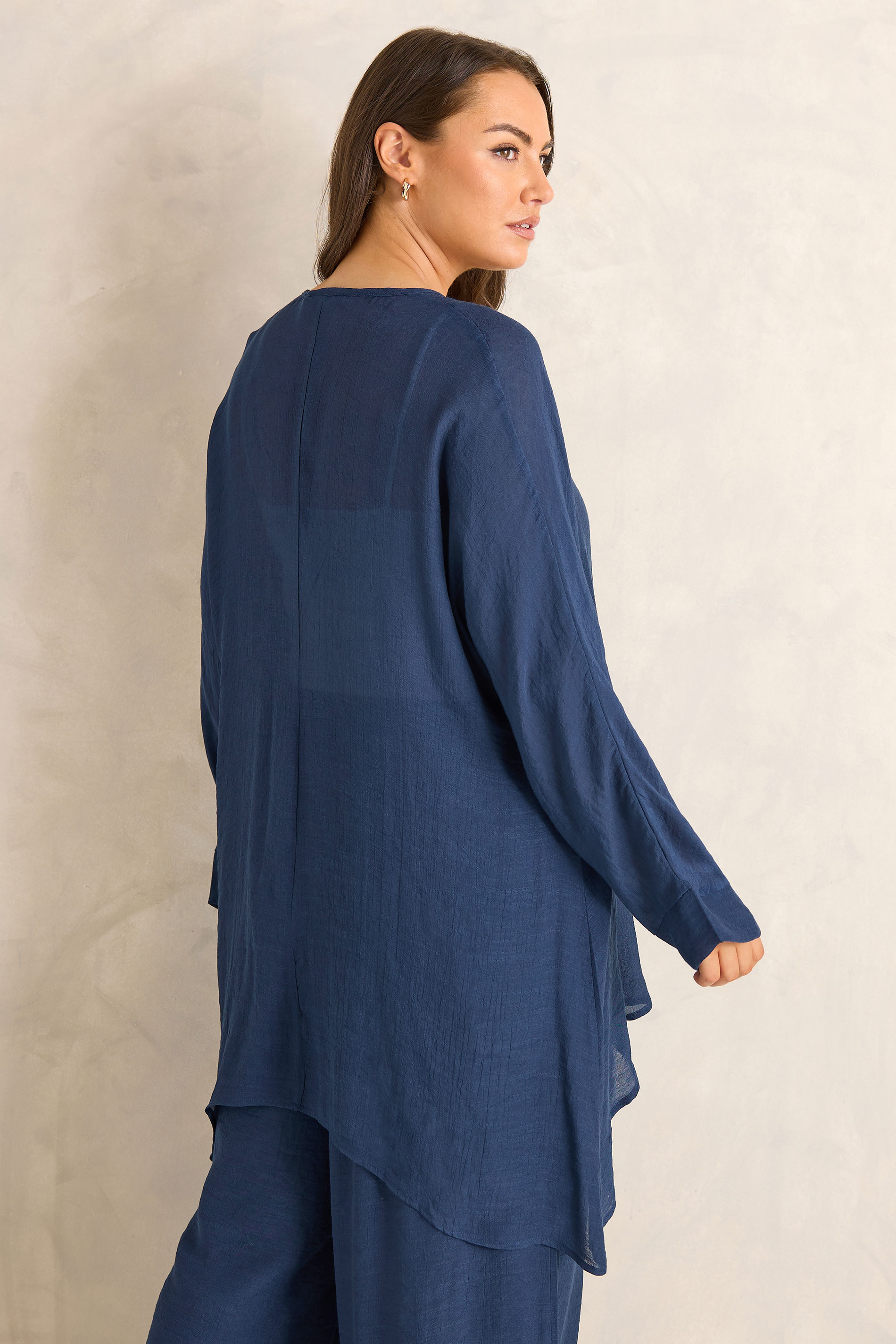 EVANS Plus Size Navy Blue Longline Cover-Up Cardigan | Evans 2