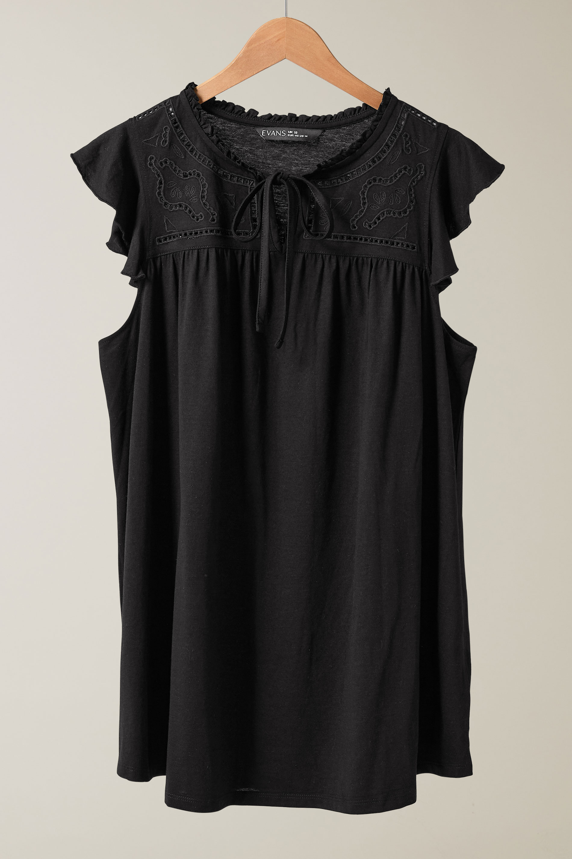 EVANS Plus Size Black Cutwork Tie Neck Blouse Modal | Evans 7