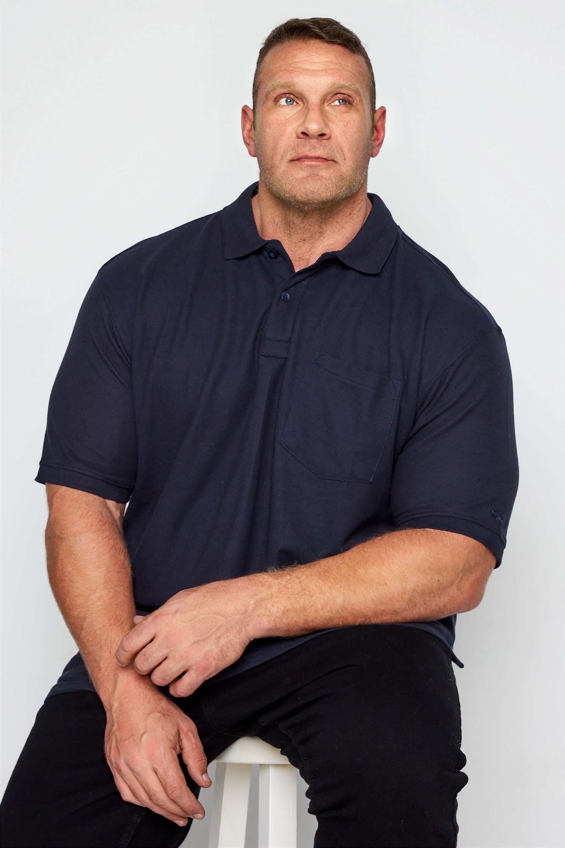 KAM Big & Tall Navy Blue Pocket Polo Shirt | BadRhino 2