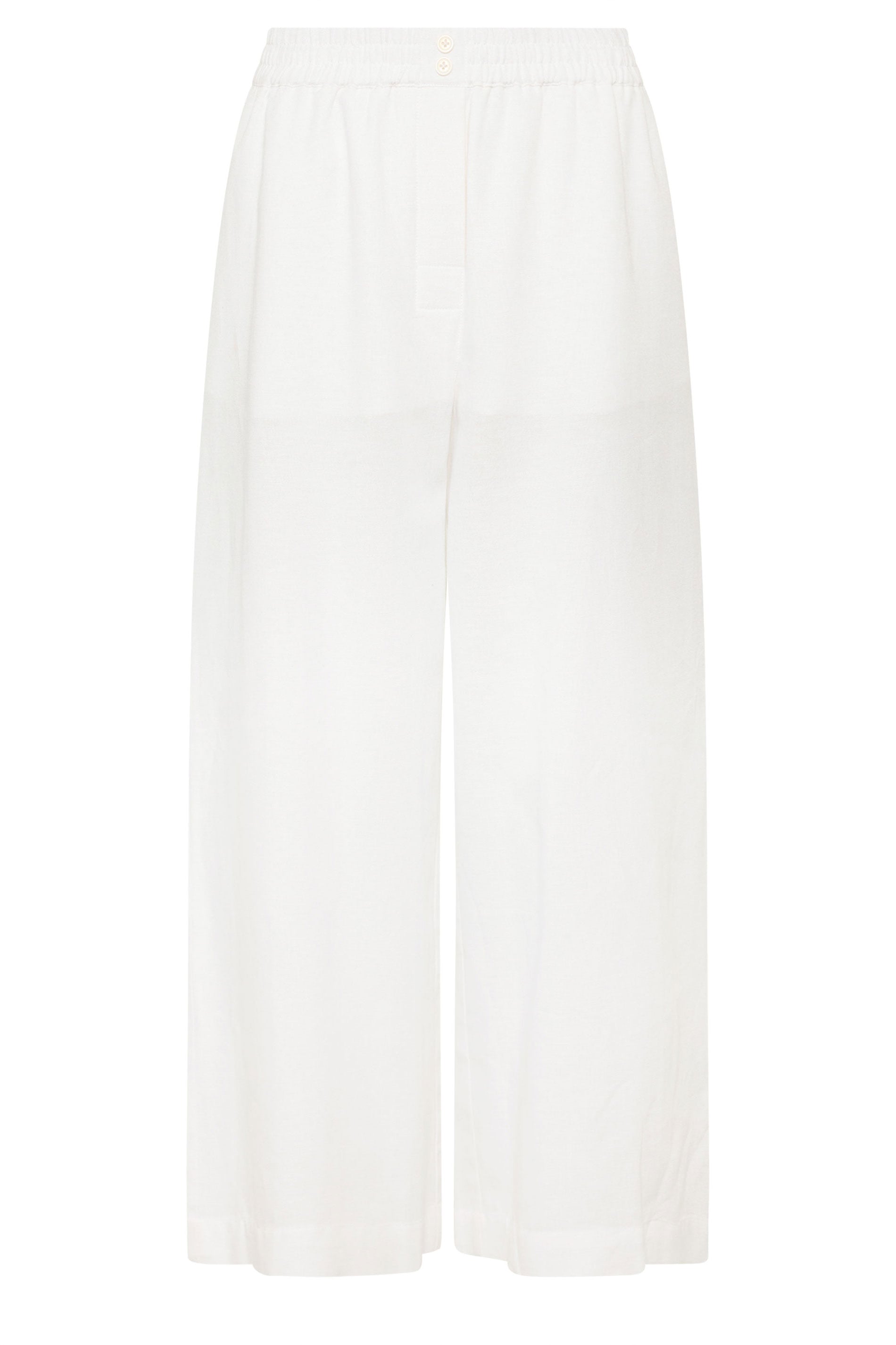 PixieGirl Petite Women's White Button Linen Wide Leg Trousers | PixieGirl 5