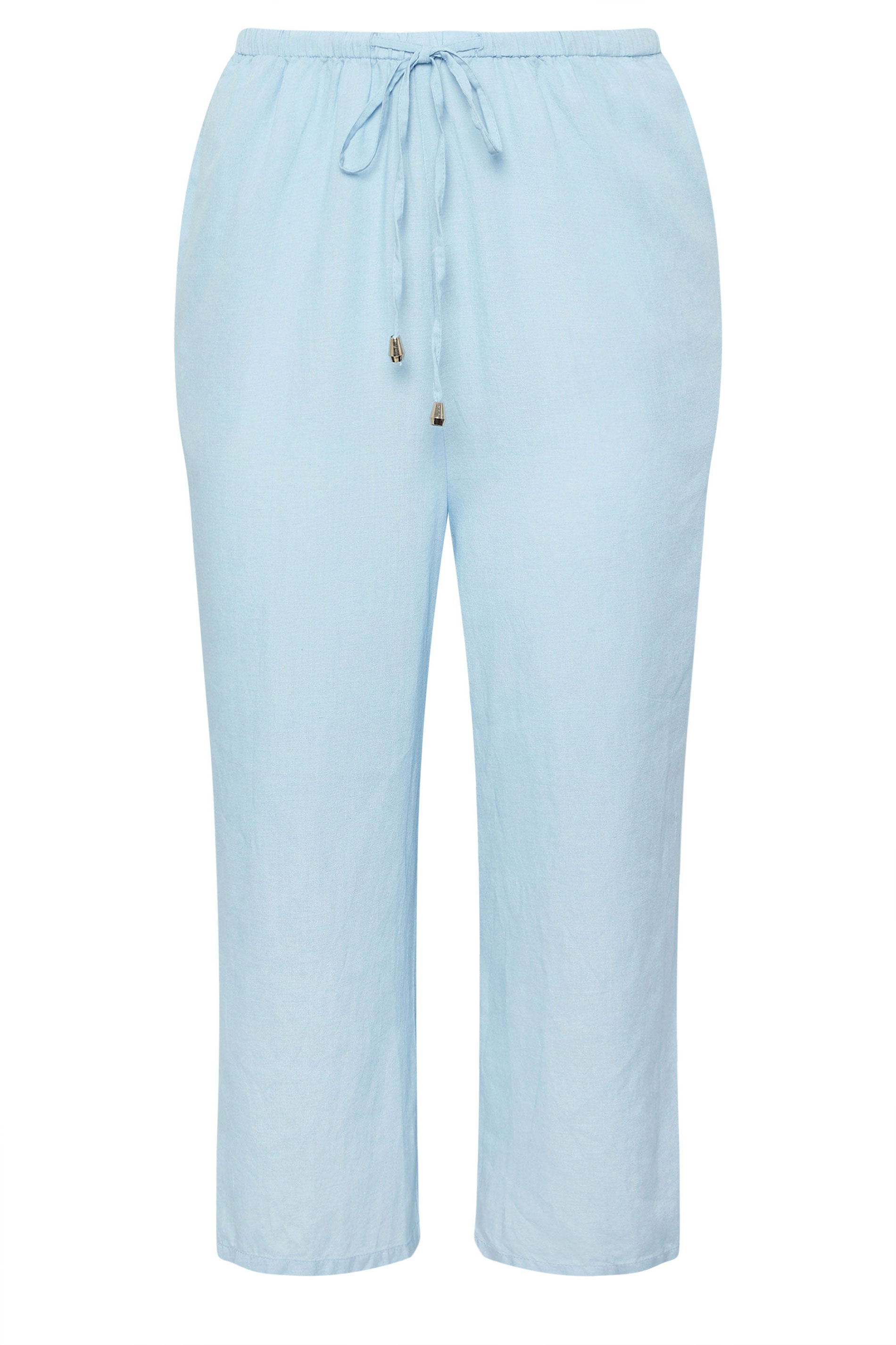 YOURS Plus Size Light Blue Wide Leg Linen Culottes | Yours Clothing 5