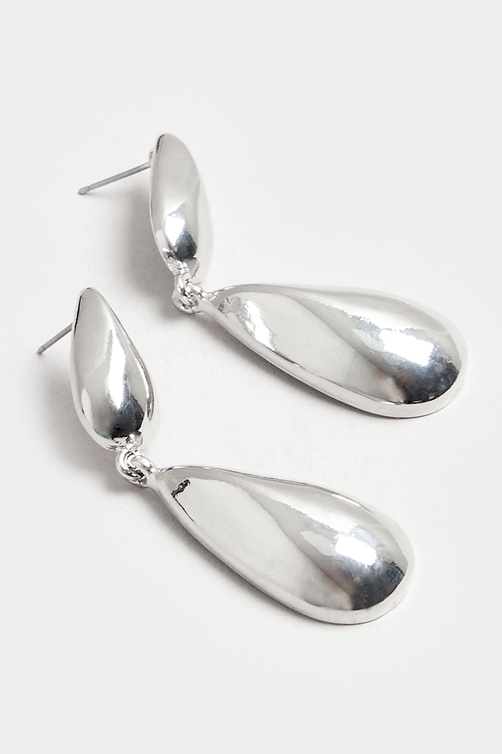 Silver Double Teardrop Earrings | Yours Clothing 2