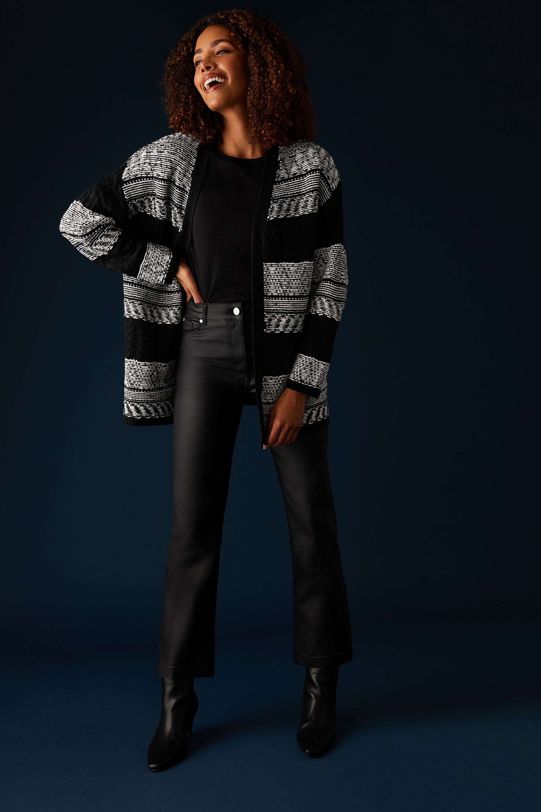 M&Co Black Fairisle Longline Cardigan | M&Co  1