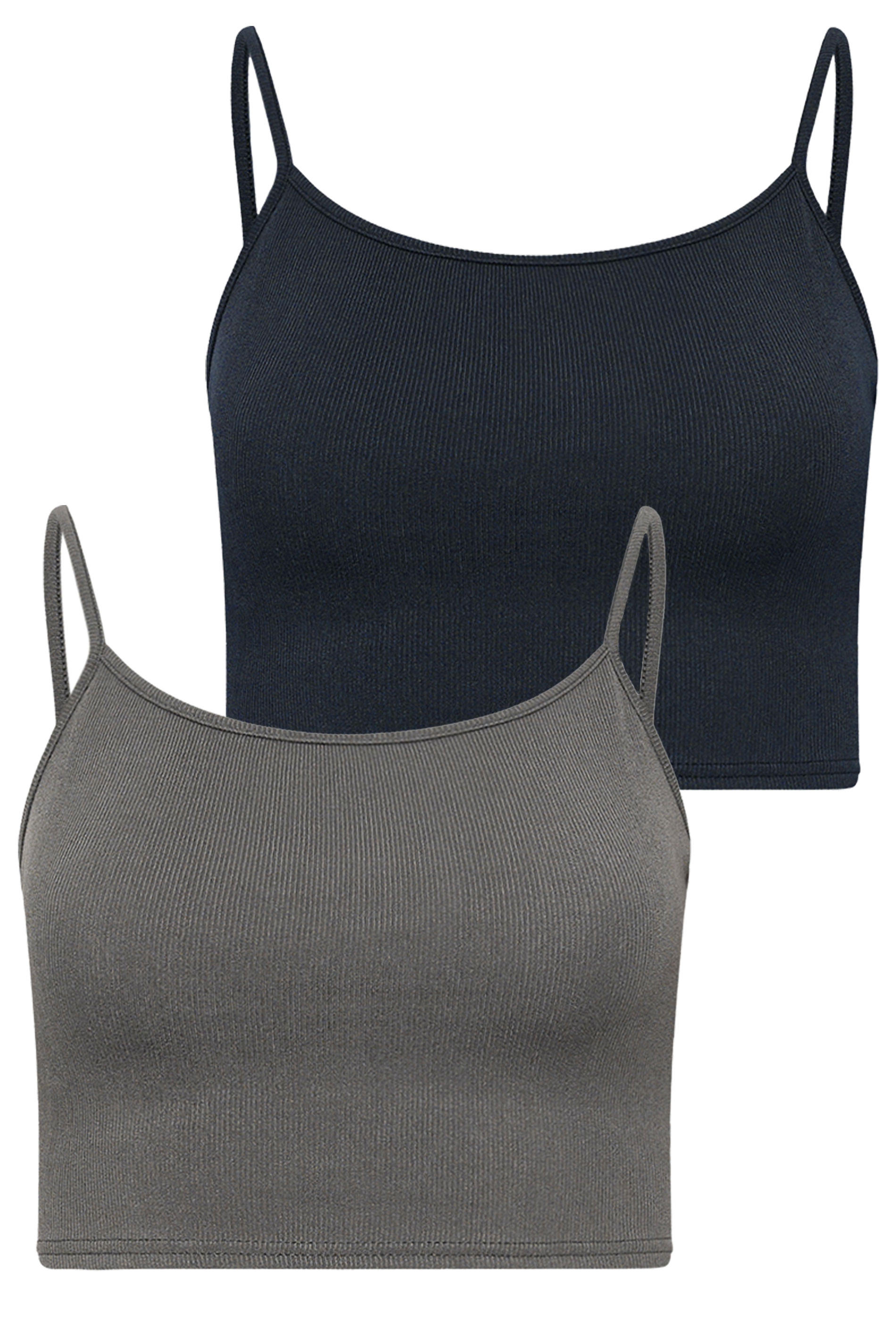 PixieGirl Petite Women's 2 PACK Grey Ribbed Bralette Top | PixieGirl 7