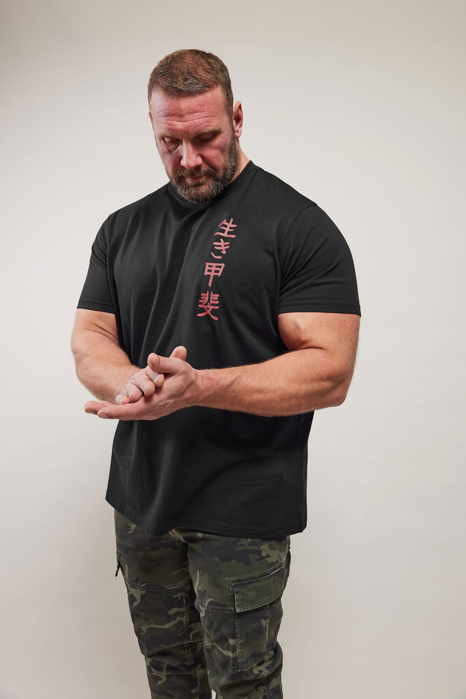 BadRhino Big & Tall Black Japanese Print T-Shirt  3