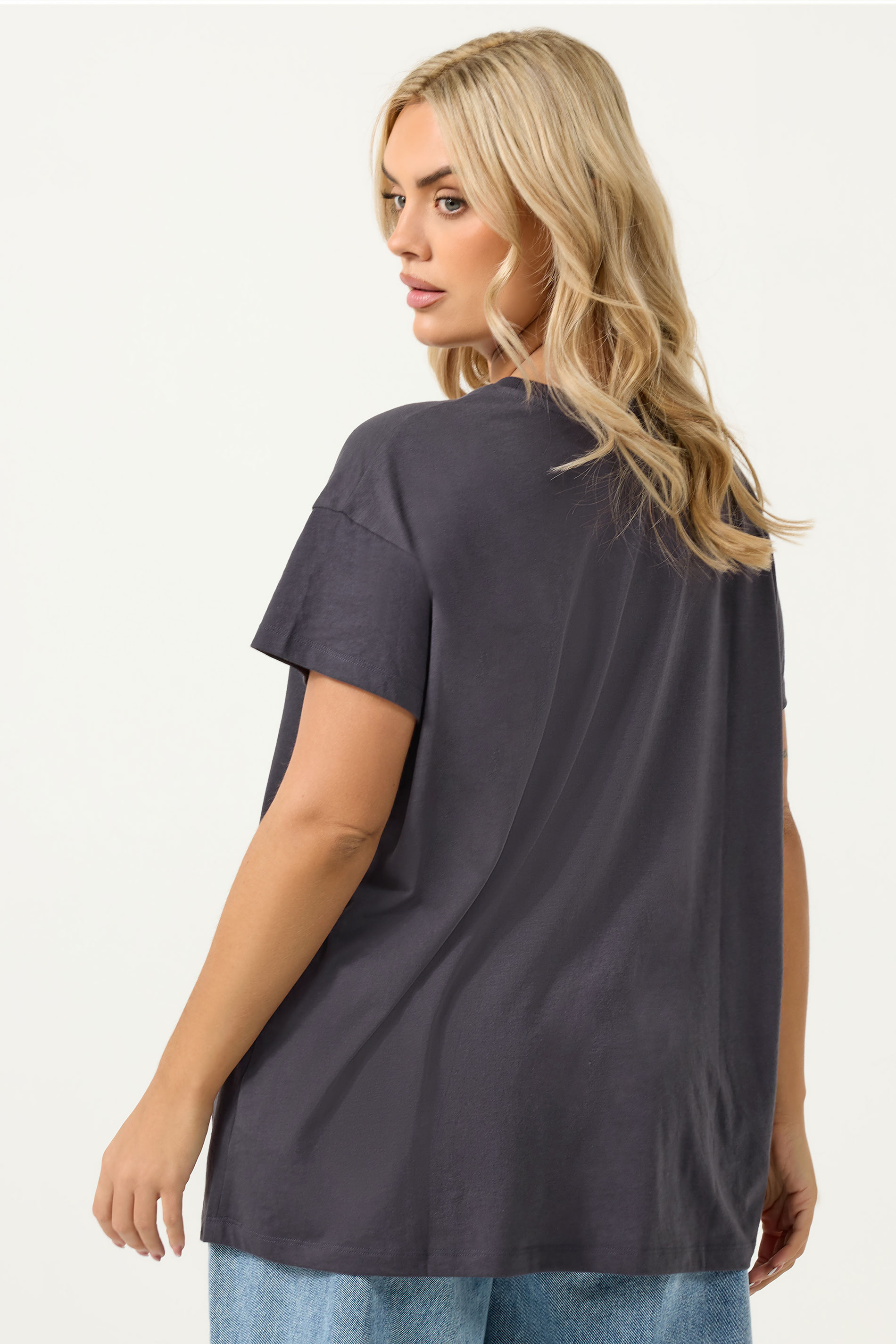 YOURS Plus Size Grey 'Free Spirit' Studded T-Shirt | Yours Clothing 2