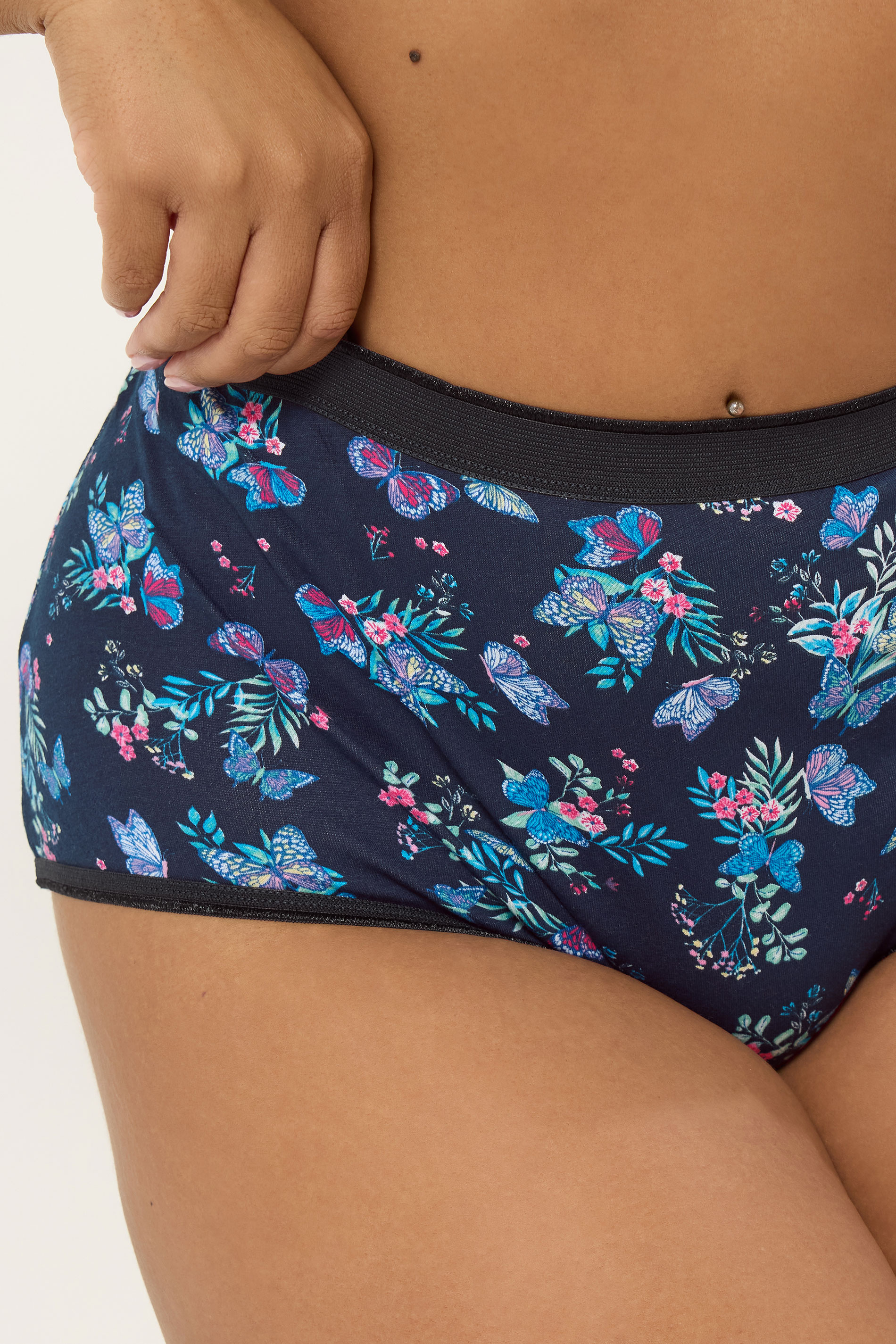YOURSET 5 PACK Plus Size Pink & Navy Blue Floral Butterfly Full Briefs | Yours Clothing 6